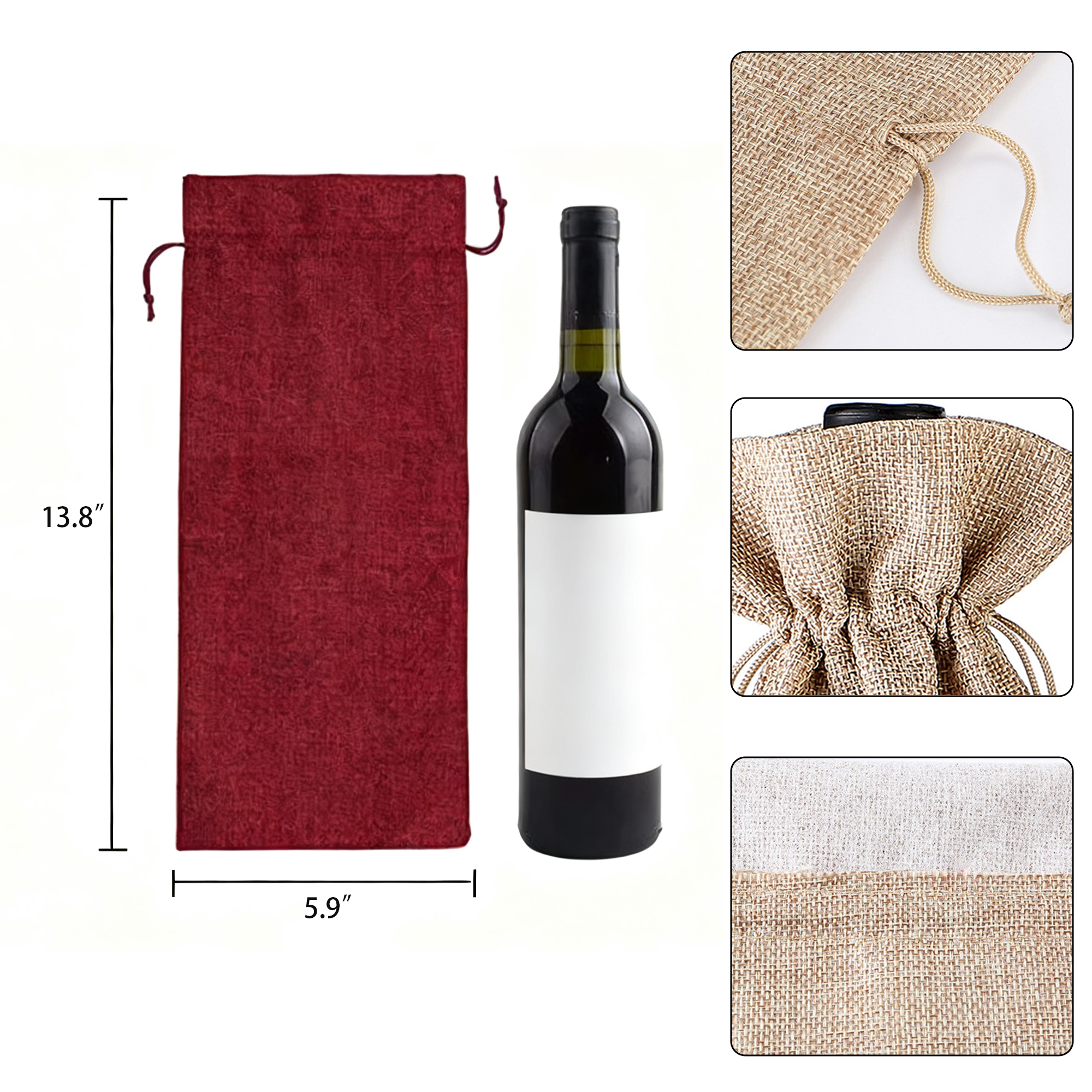 MOQ30 Fine Linen Wine Gift Bag 9