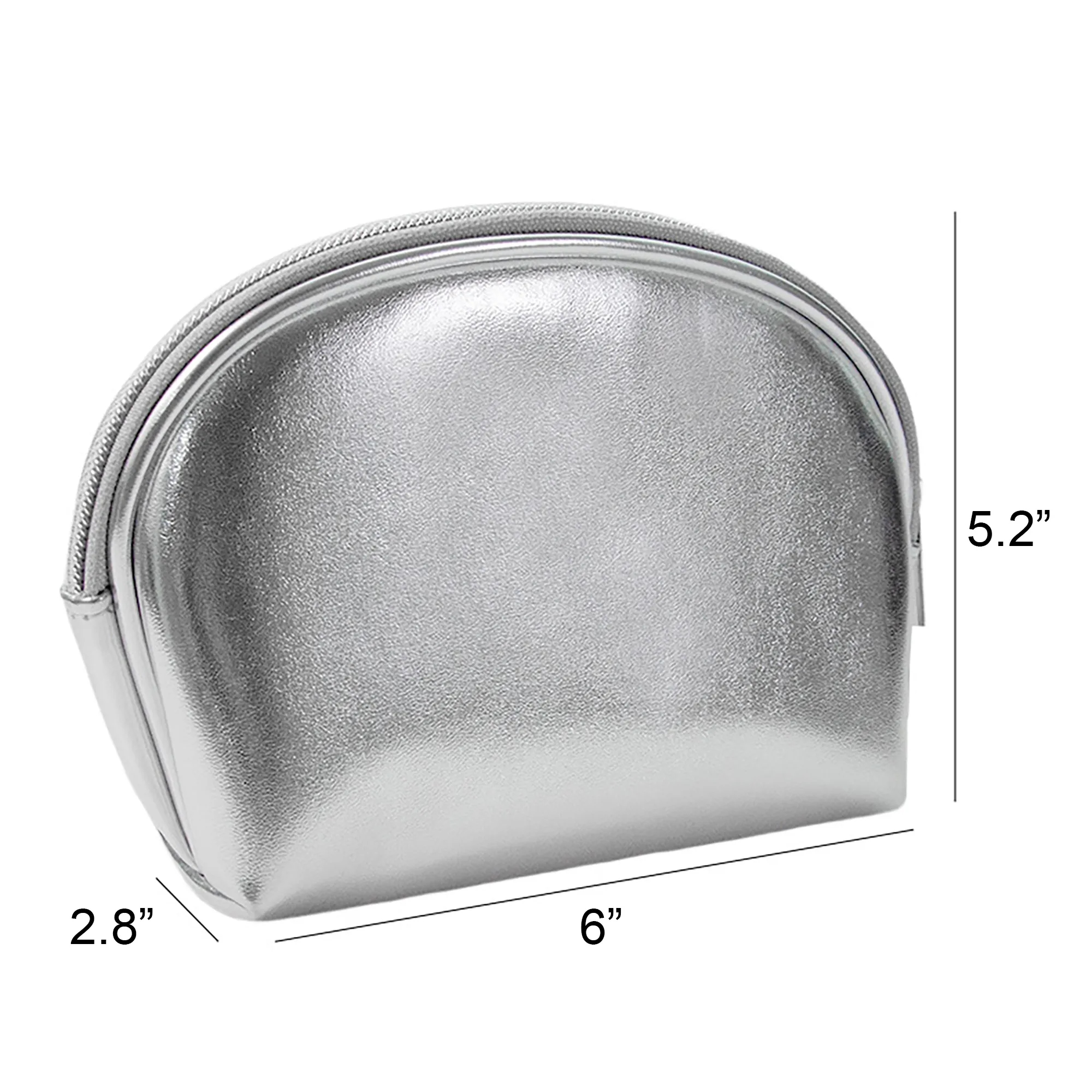 Pu Leather Silver Half Moon Cosmetic Bag MOQ 50pcs 4