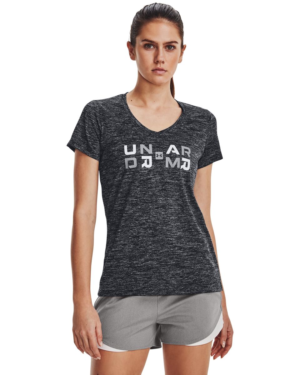 UA Tech Twist Graphic Women's V-Neck Short Sleeve 13