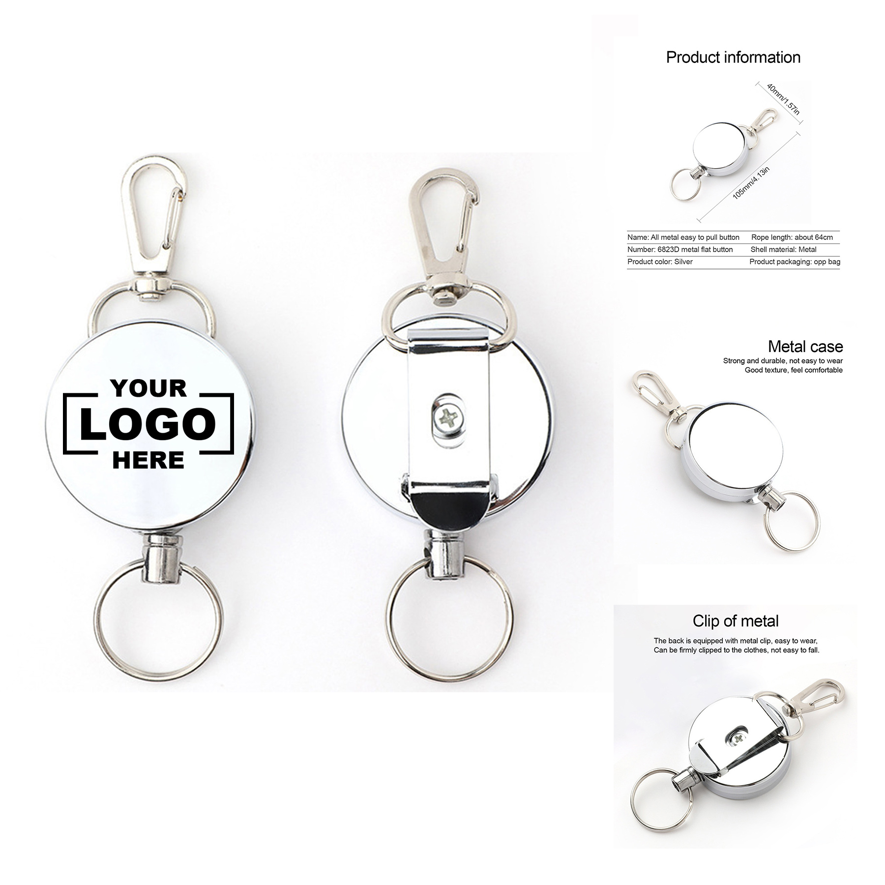 Heavy Duty Metal Badge Reel with Belt Clip for Outdoors