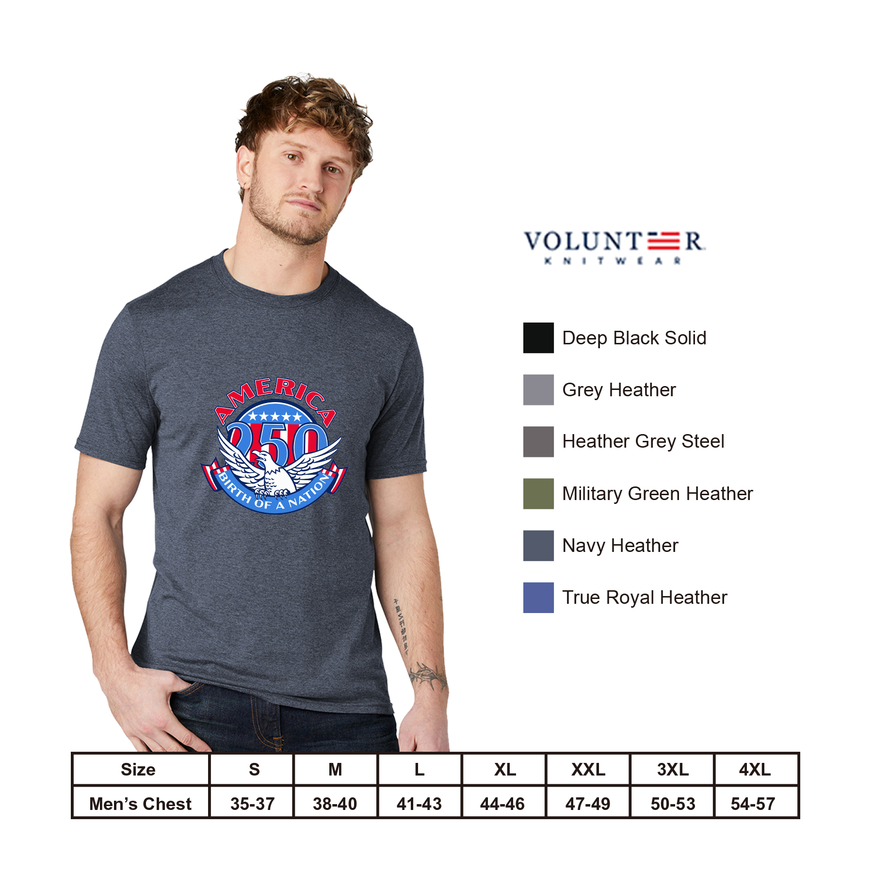 Made in USA Volunteer Knitwear Tri Tee 19