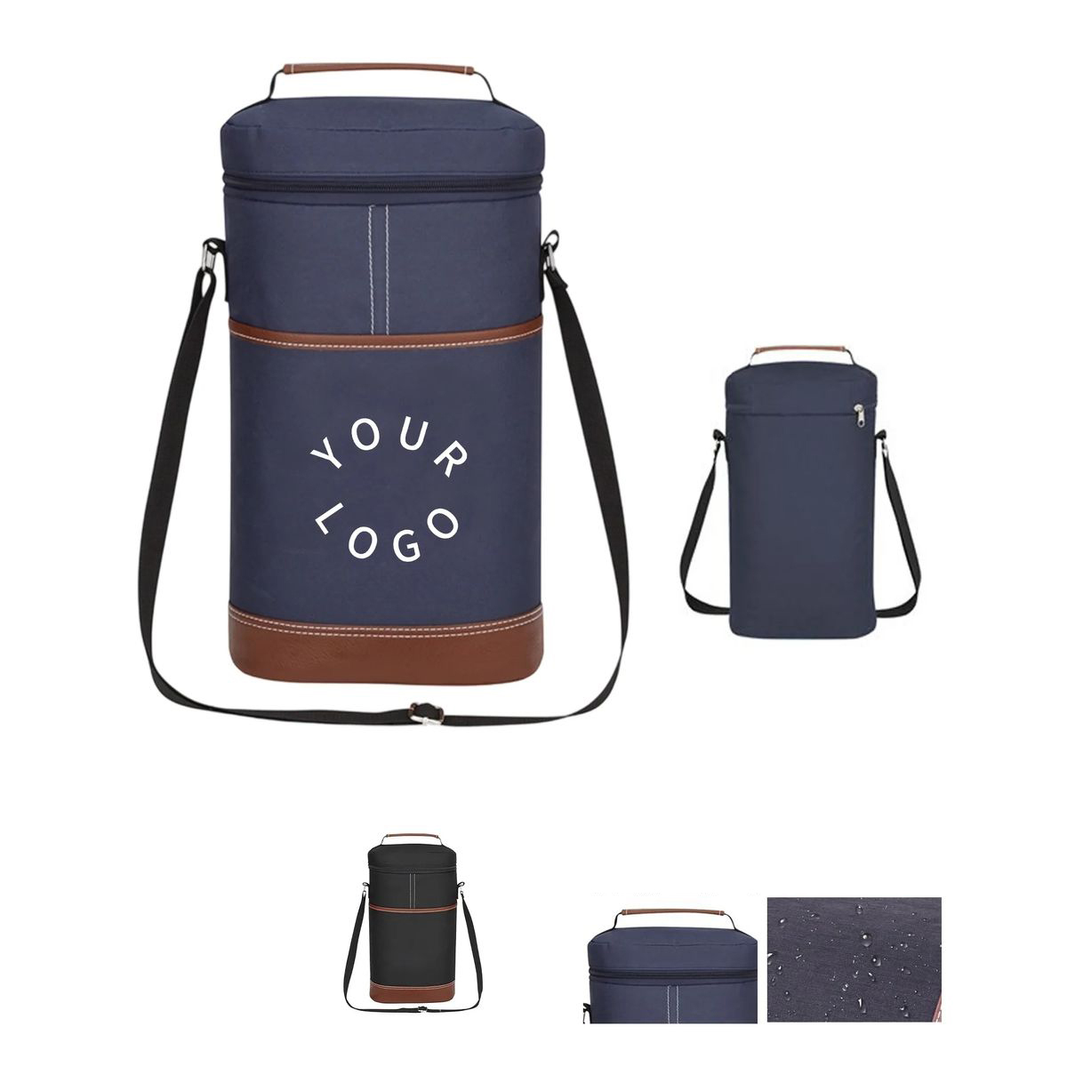 PEVA Lined Insulated Beverage Bag with Leather Handle