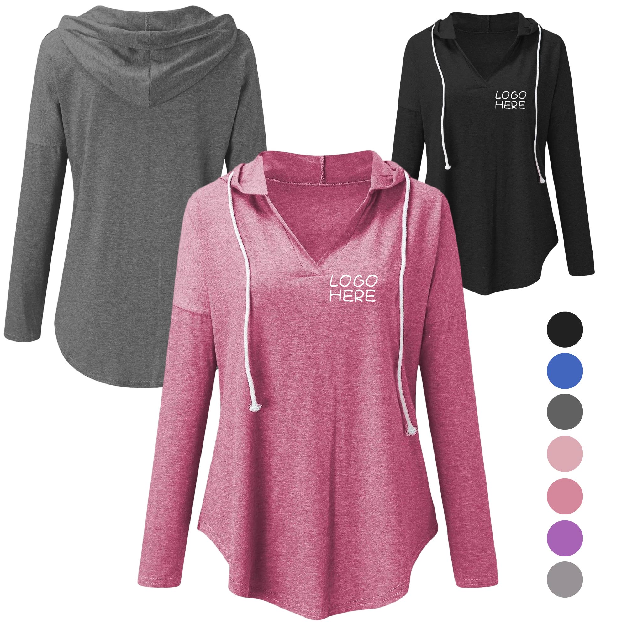 V-Neck Hooded Sweatshirt