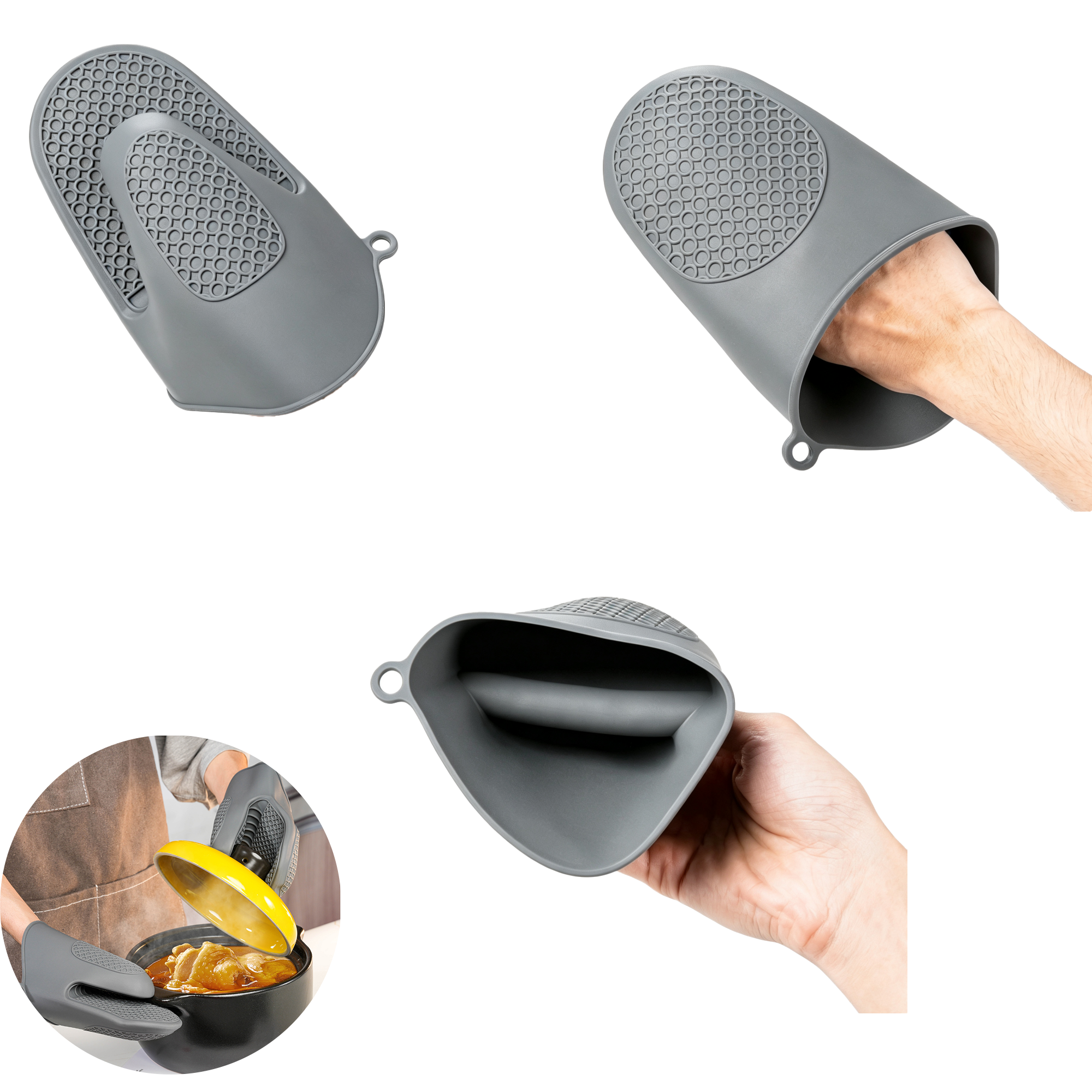 Thickened Heat Resistant Silicone Oven Mitts Kitchen Baking 3