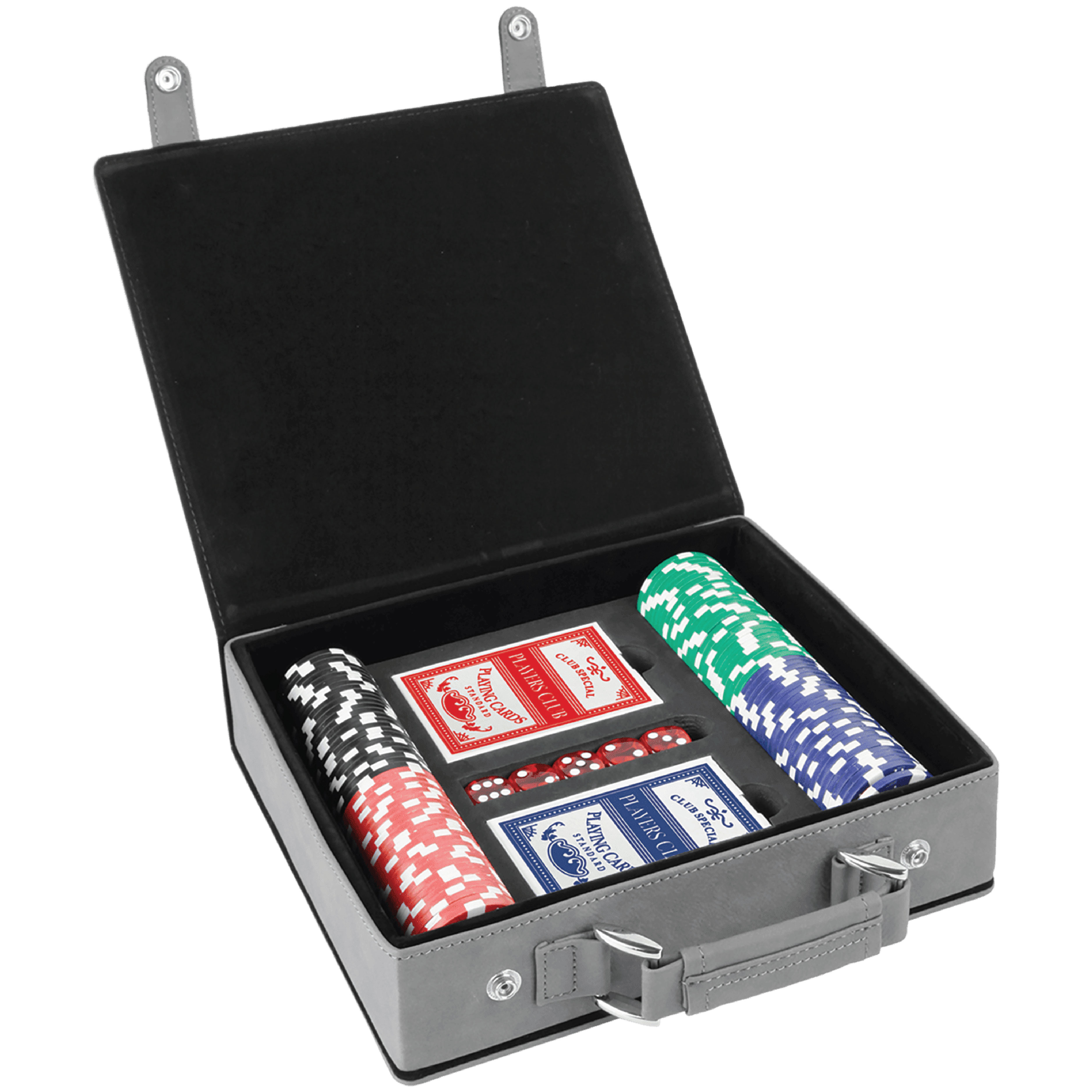 Gray Leatherette 100 Chip Poker Set 14