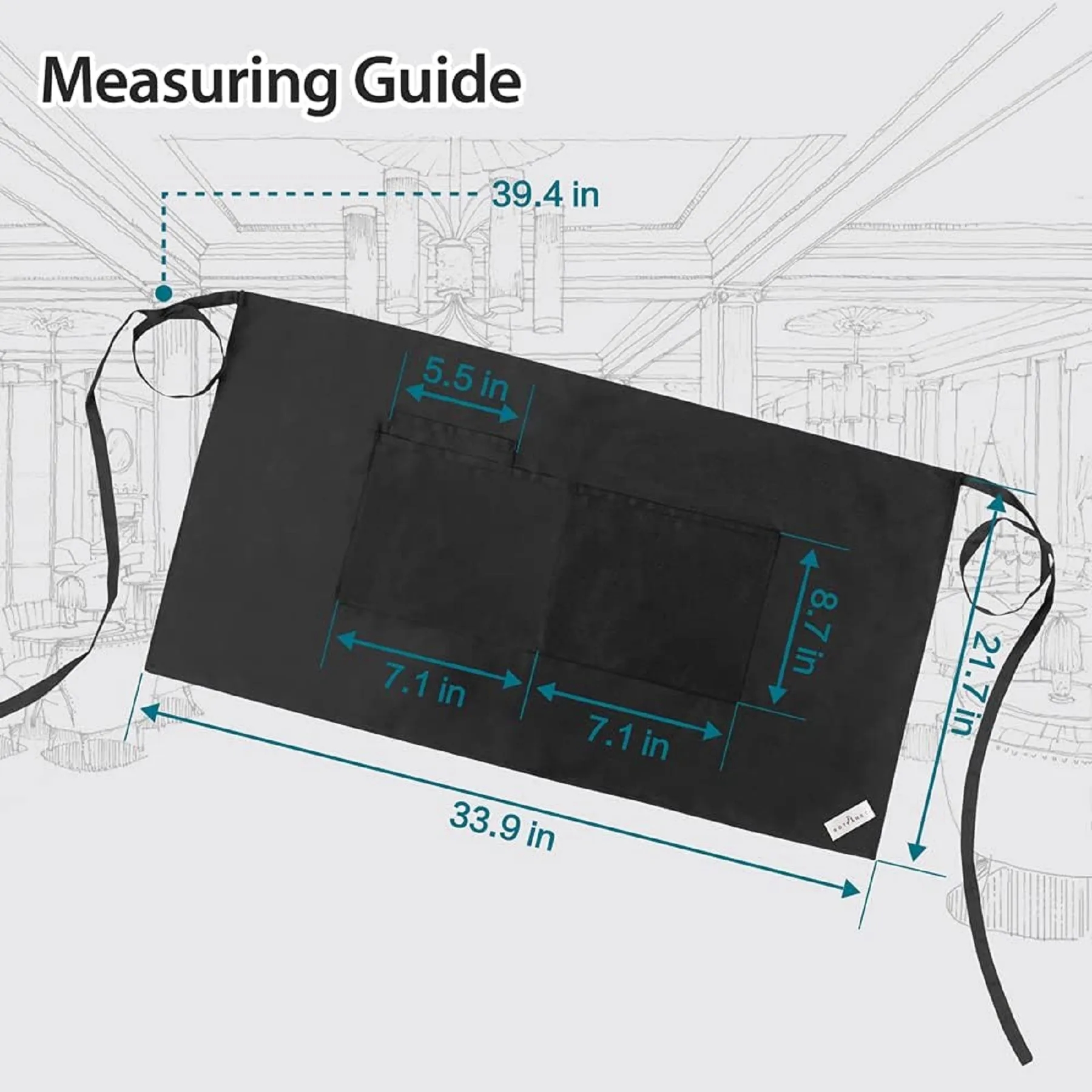 Server Apron with 3 Pockets 20