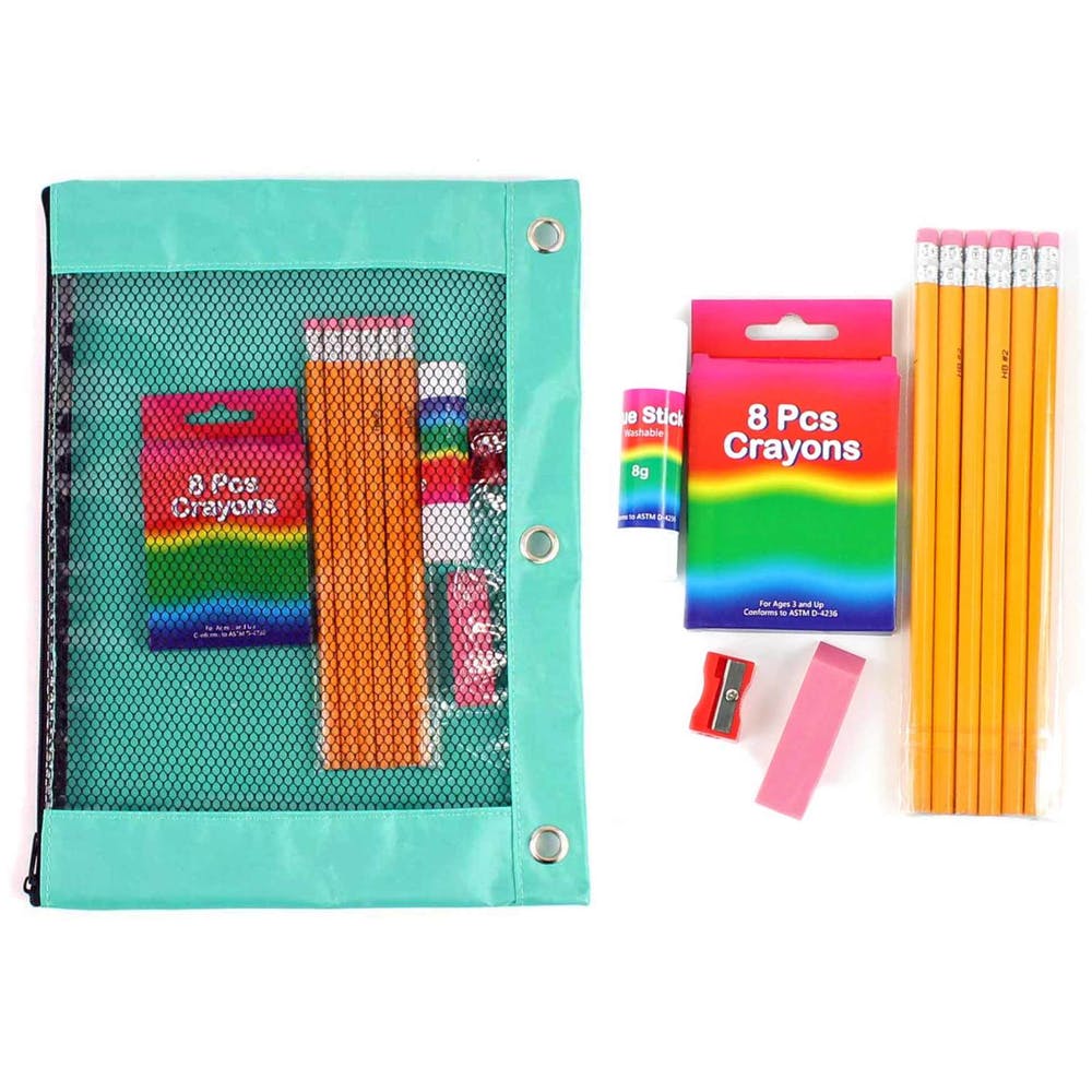 Basic Elementary Pencil Pouch Kits - 11 Piece Prefilled 3