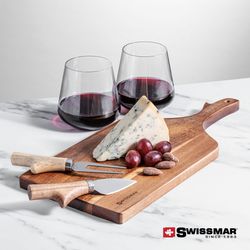 Swissmar Bamboo Board & Cannes Wine Glasses