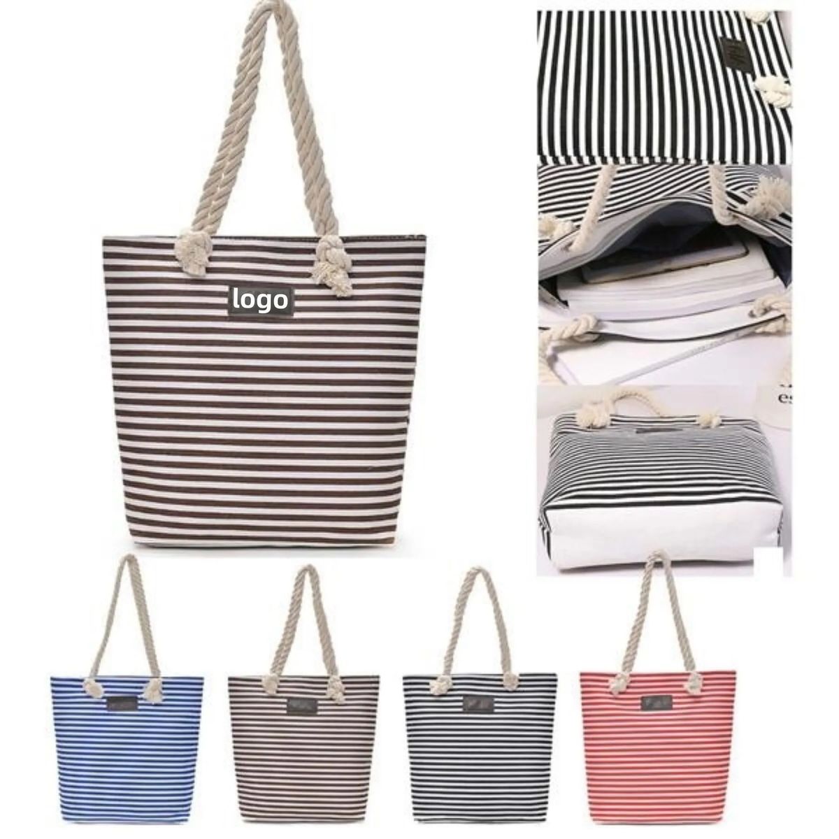 Canvas Striped Shoulder Bag