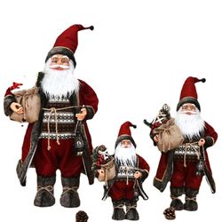 Santa Claus Doll Decoration In Robe Christmas Clothes