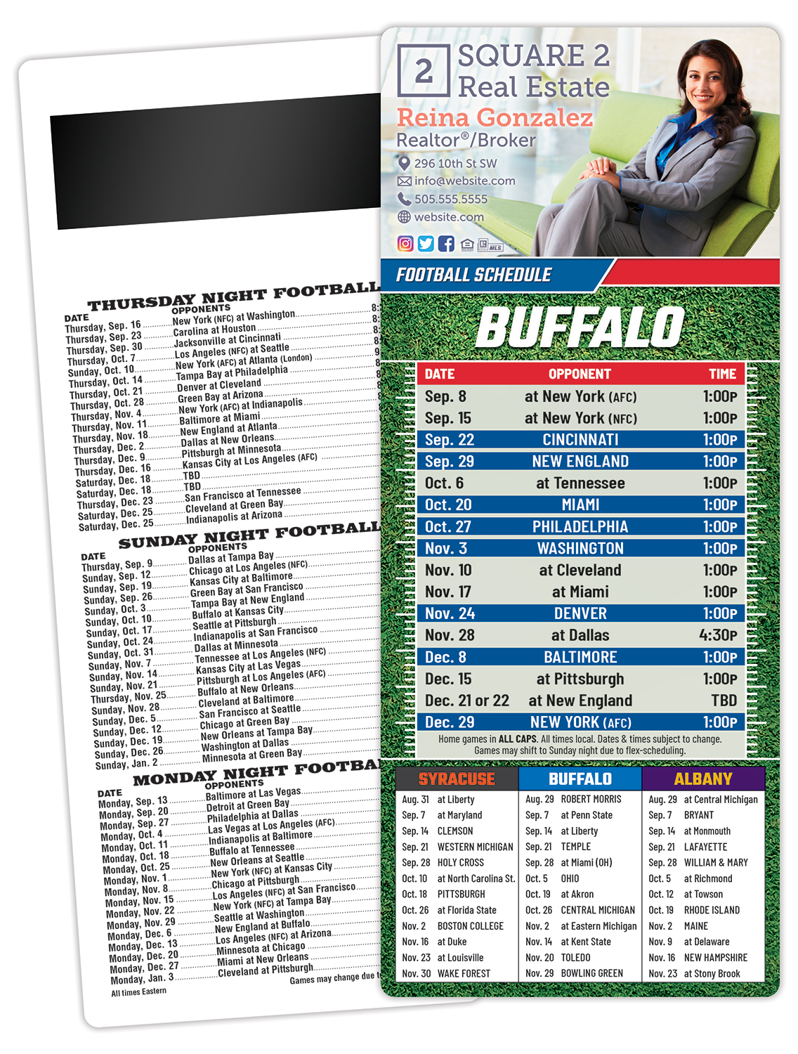 Football Schedule Laminated Card/Postcard with Magnet Strip 3.5x8.5 - 14 pt.