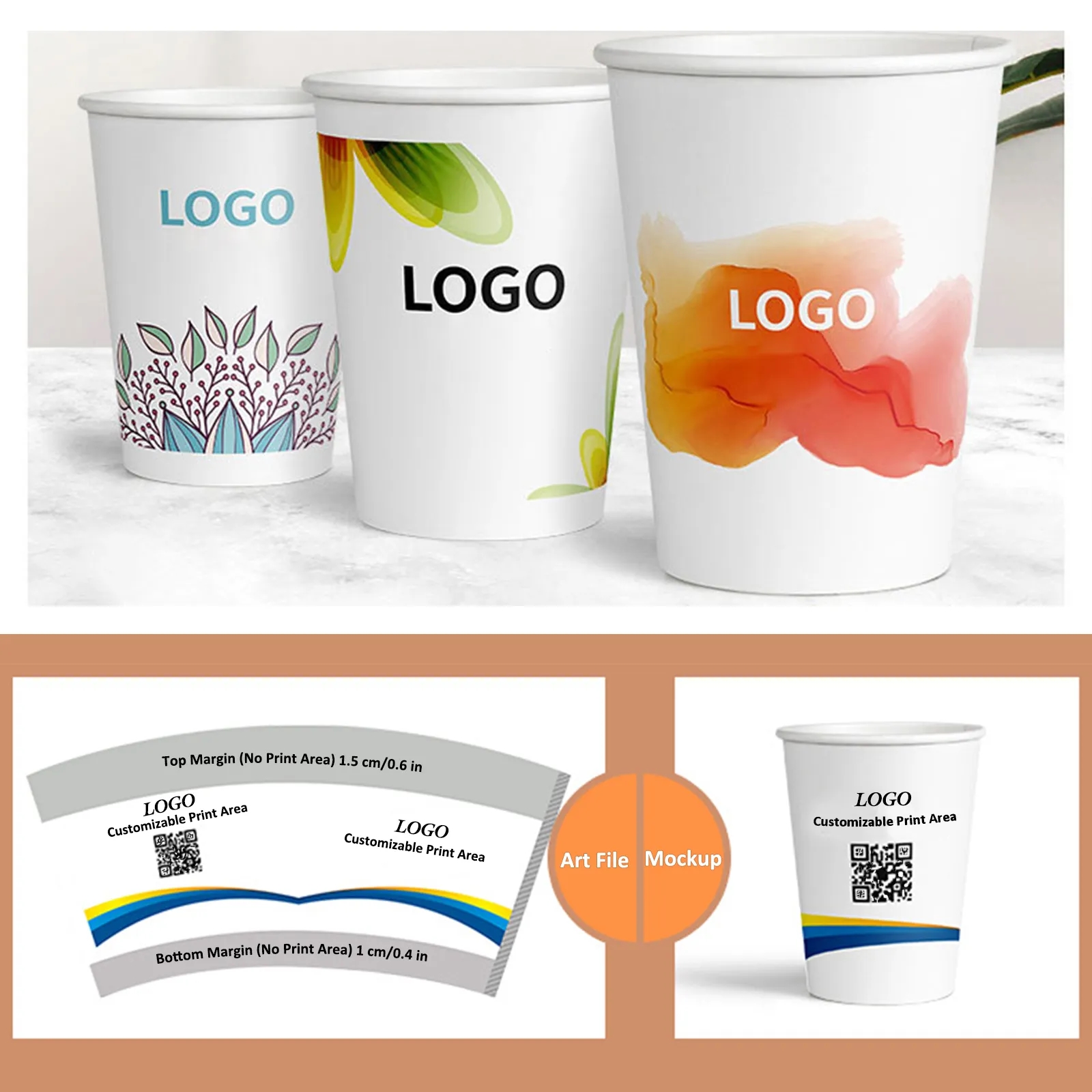 Leak Proof Disposable Paper Cup 3 oz 8 oz 12 oz 16 oz 22 oz 26