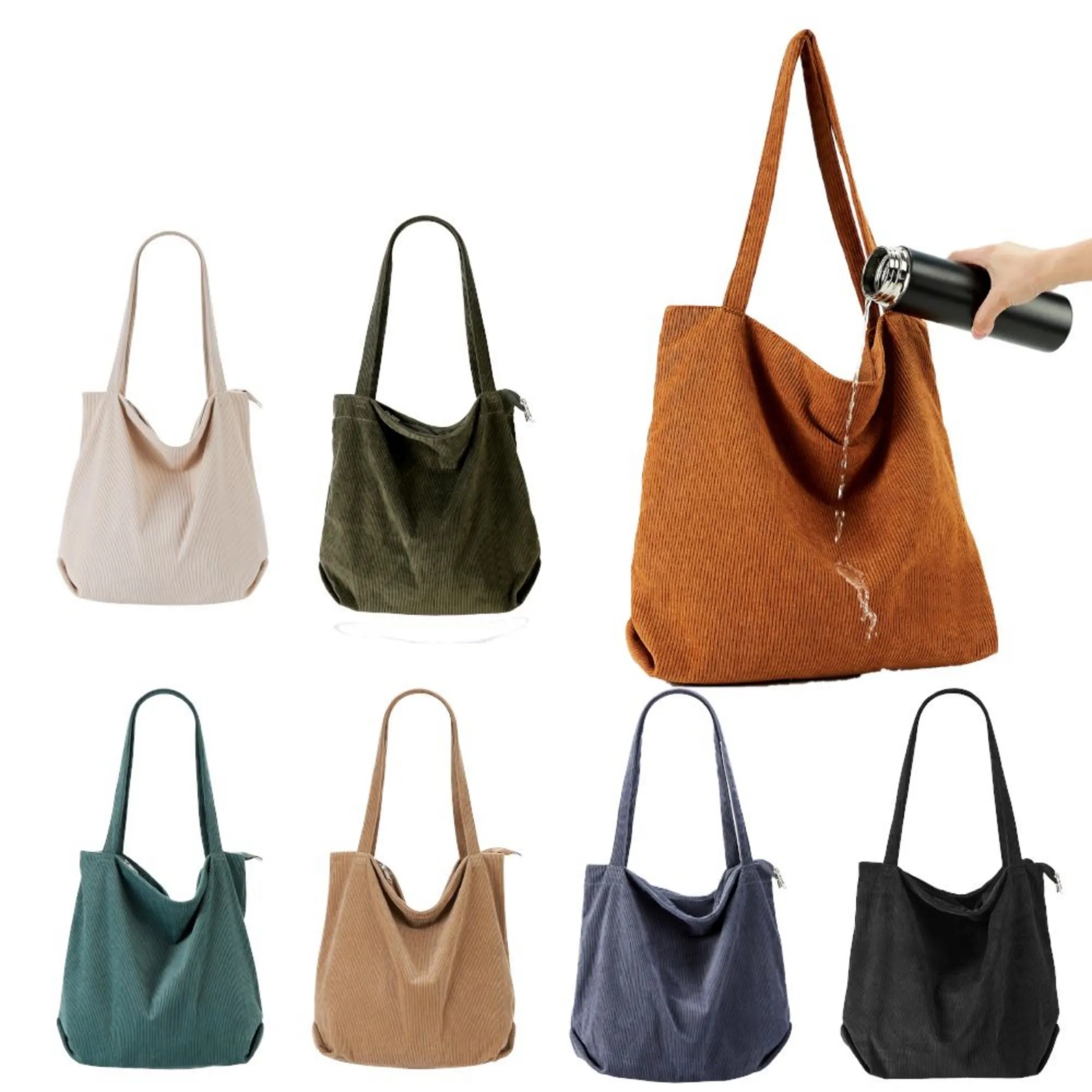 Big Capacity Tote Bag with Zipper for Women, custom tote bag with logo imprint 8