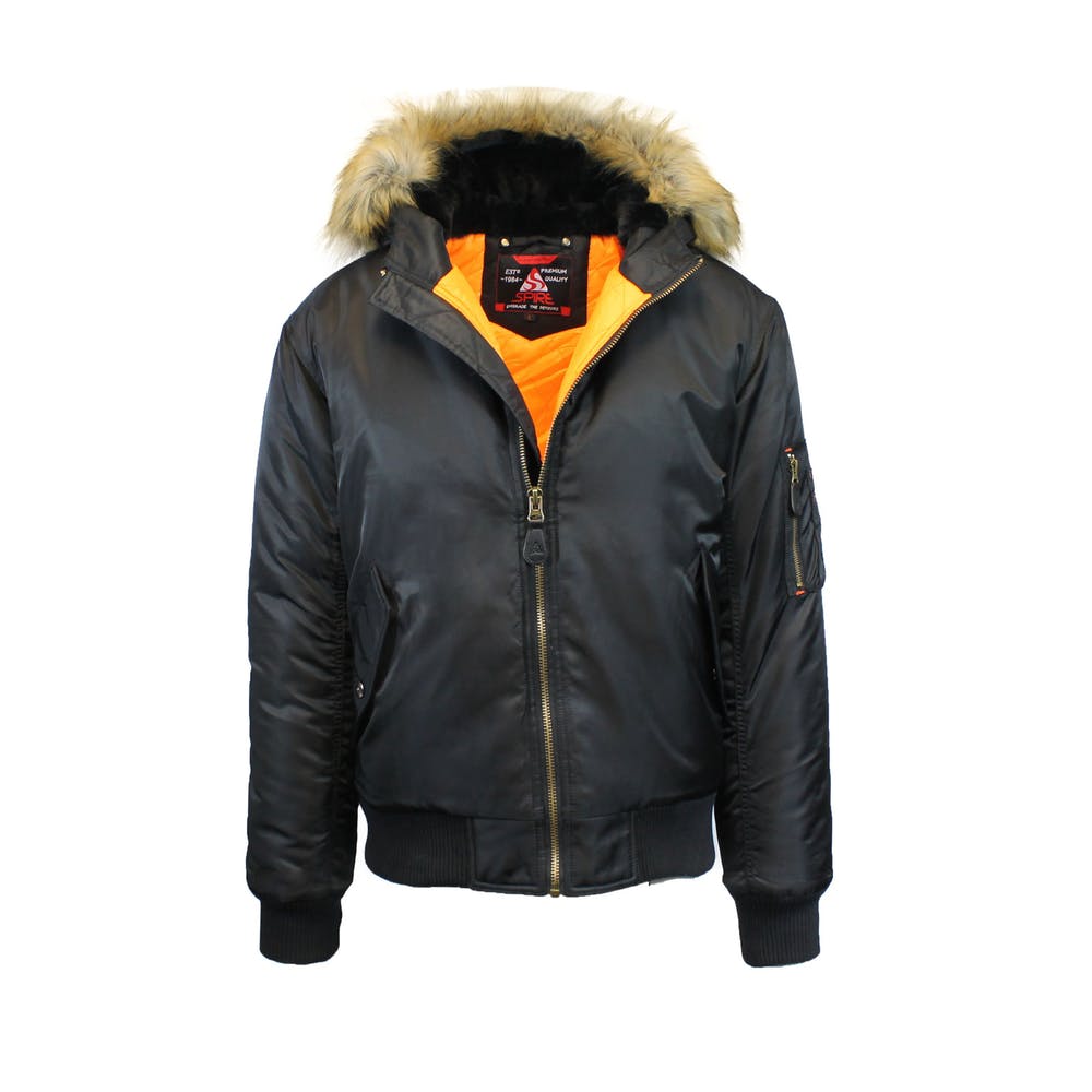 Boy's Flight Jacket with Hood Black Sizes 818 2280243 Custom