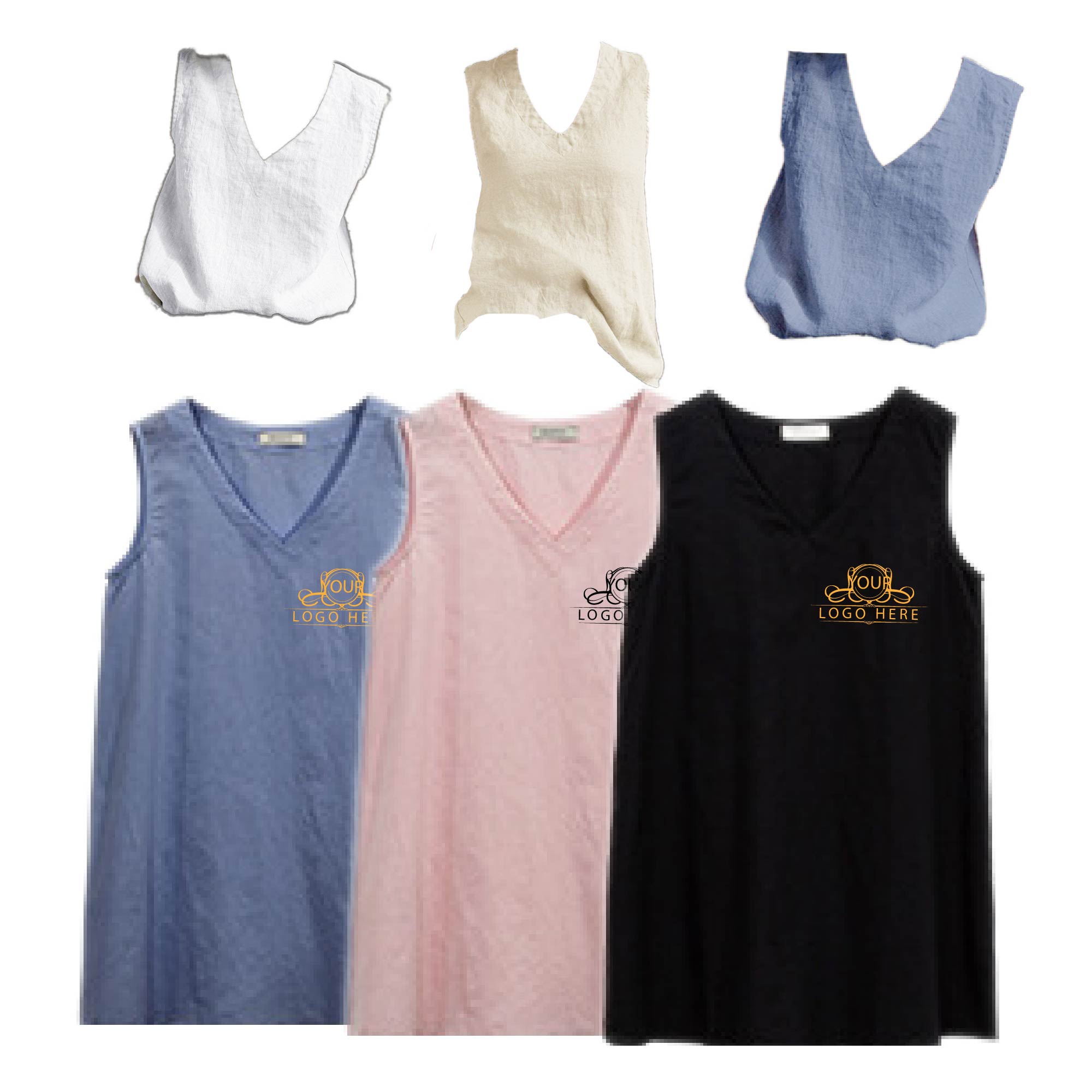 Ladies Stretch Rib Tank V Neck Shirt