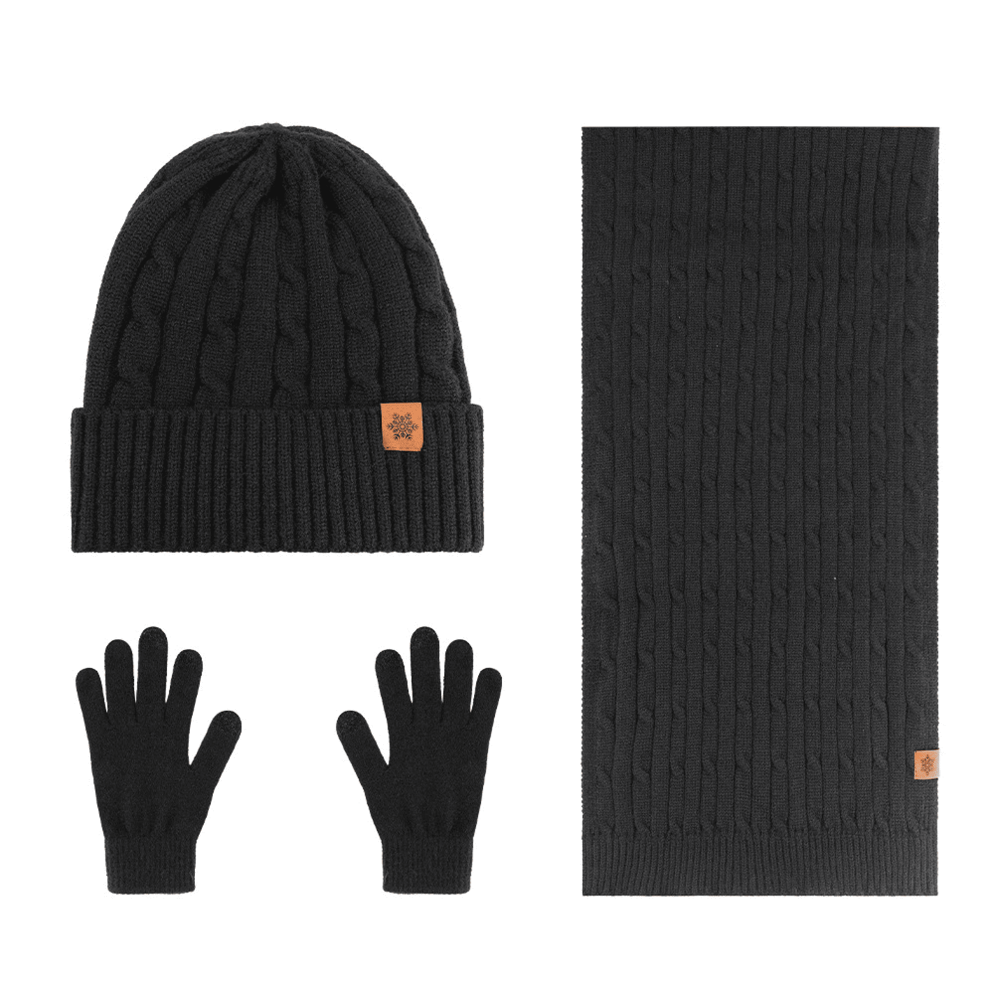 Winter Knitted Hat Scarf Touchscreen Glove Set 10