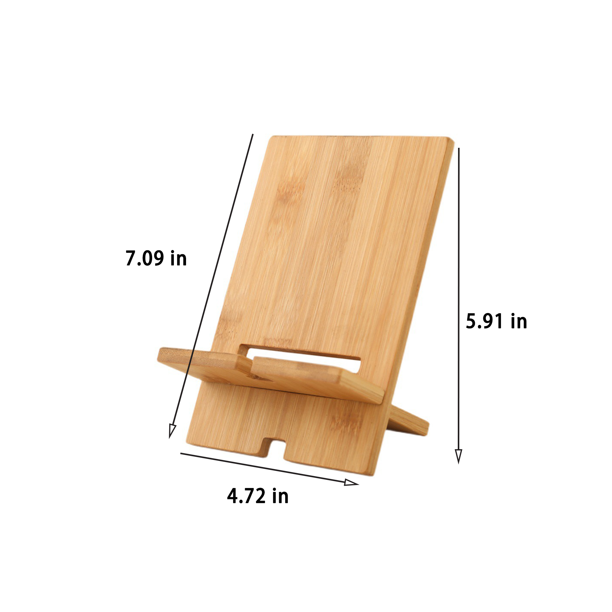 Bamboo Desktop Phone Tablet Holder with Charging Slot 2