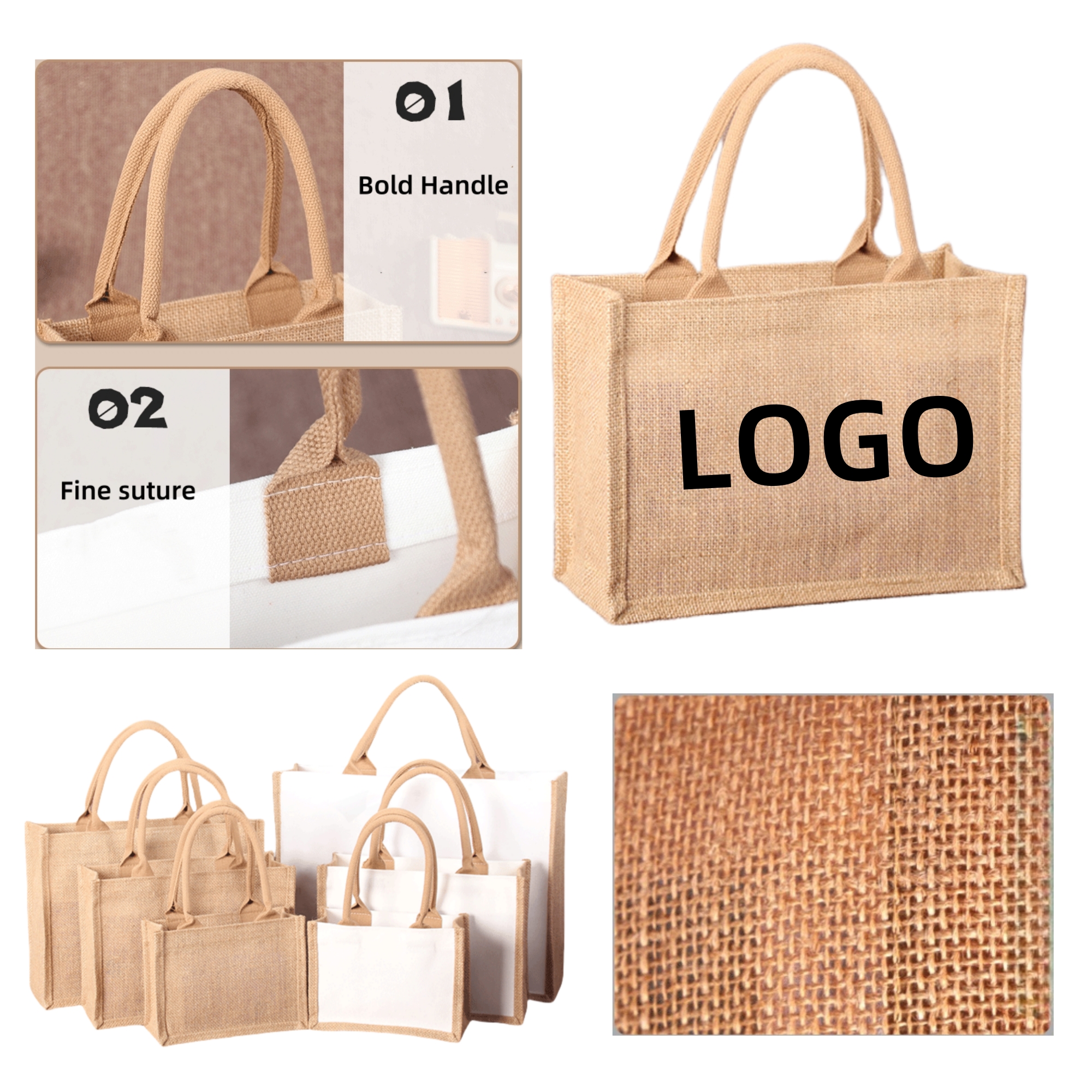 Linen Simple Tote Bag, custom tote bag with logo imprint 3