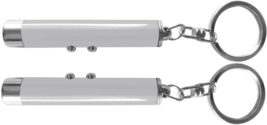 Dual function laser pointer and super bright LED flashlight with keychain. 35