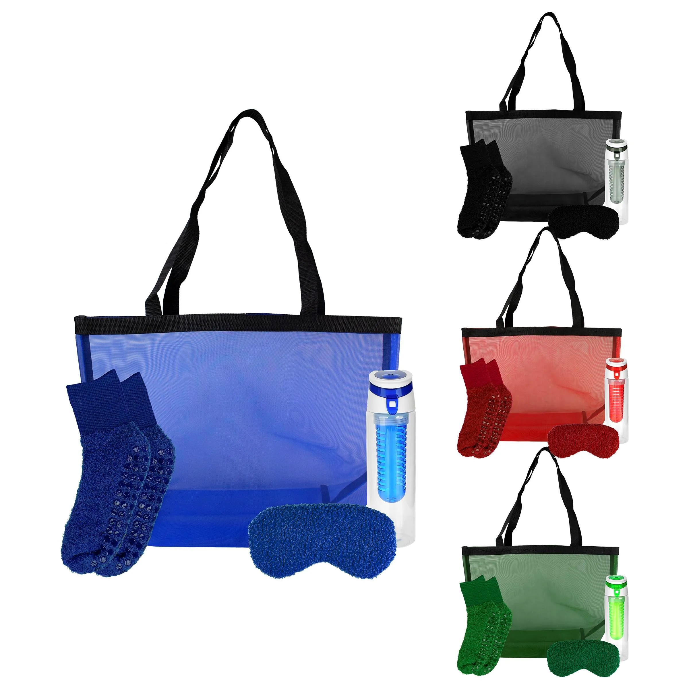Mesh Fuzzy Tote Bag Set 12