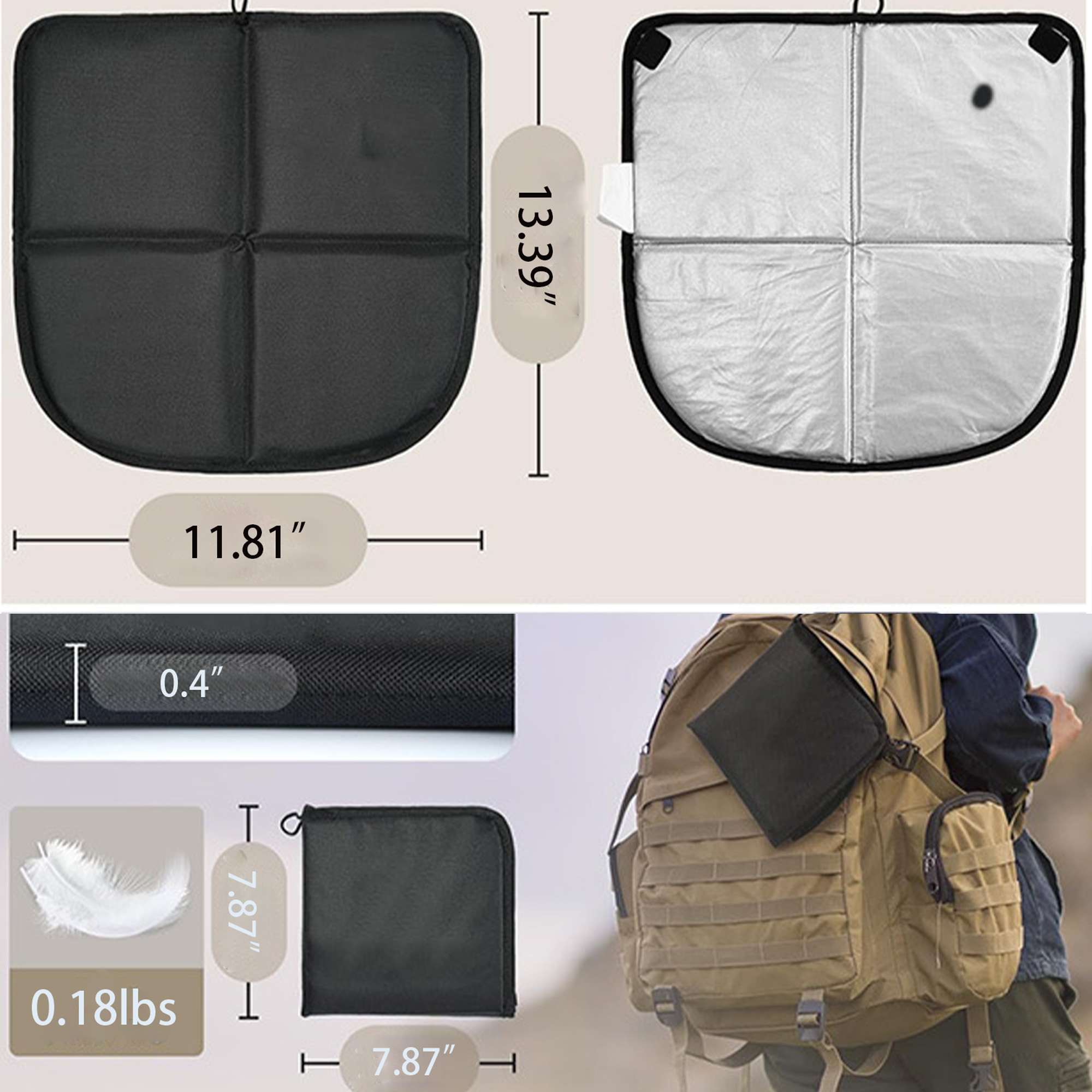 Backpacking Beach Sit Pad with Climbing Carabiner 6