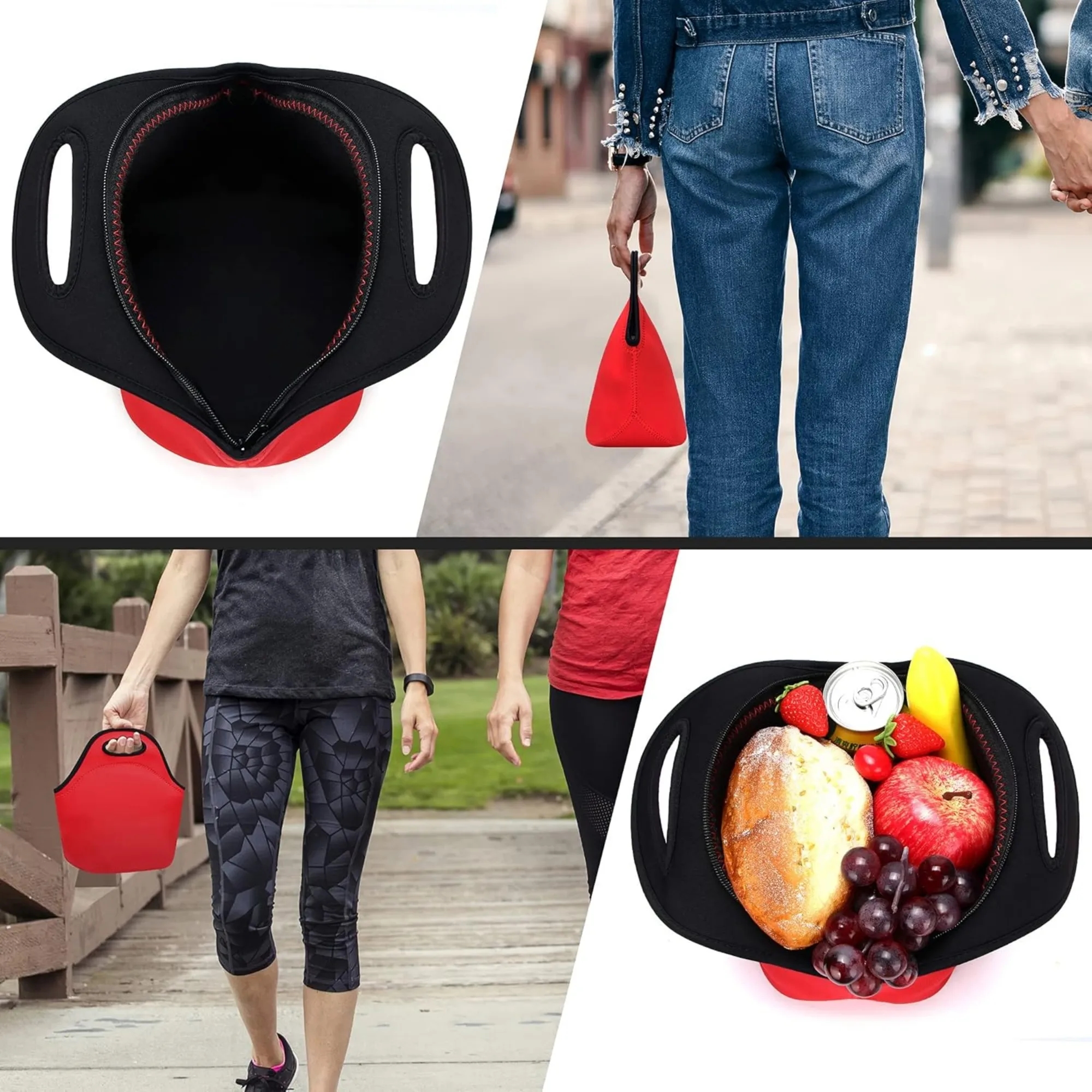 Neoprene Insulated Lunch Tote Reusable Bag with Zipper 8