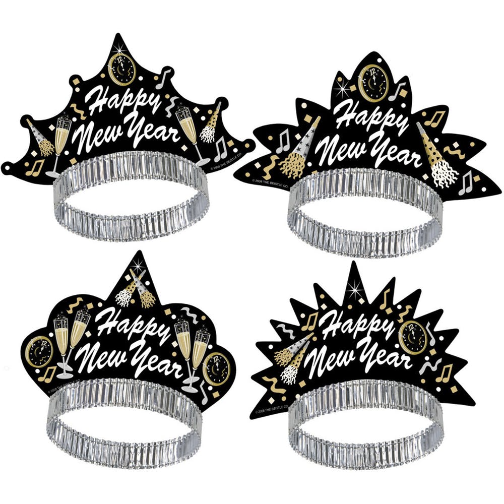 Happy New Year Tiaras - White Black Gold 3