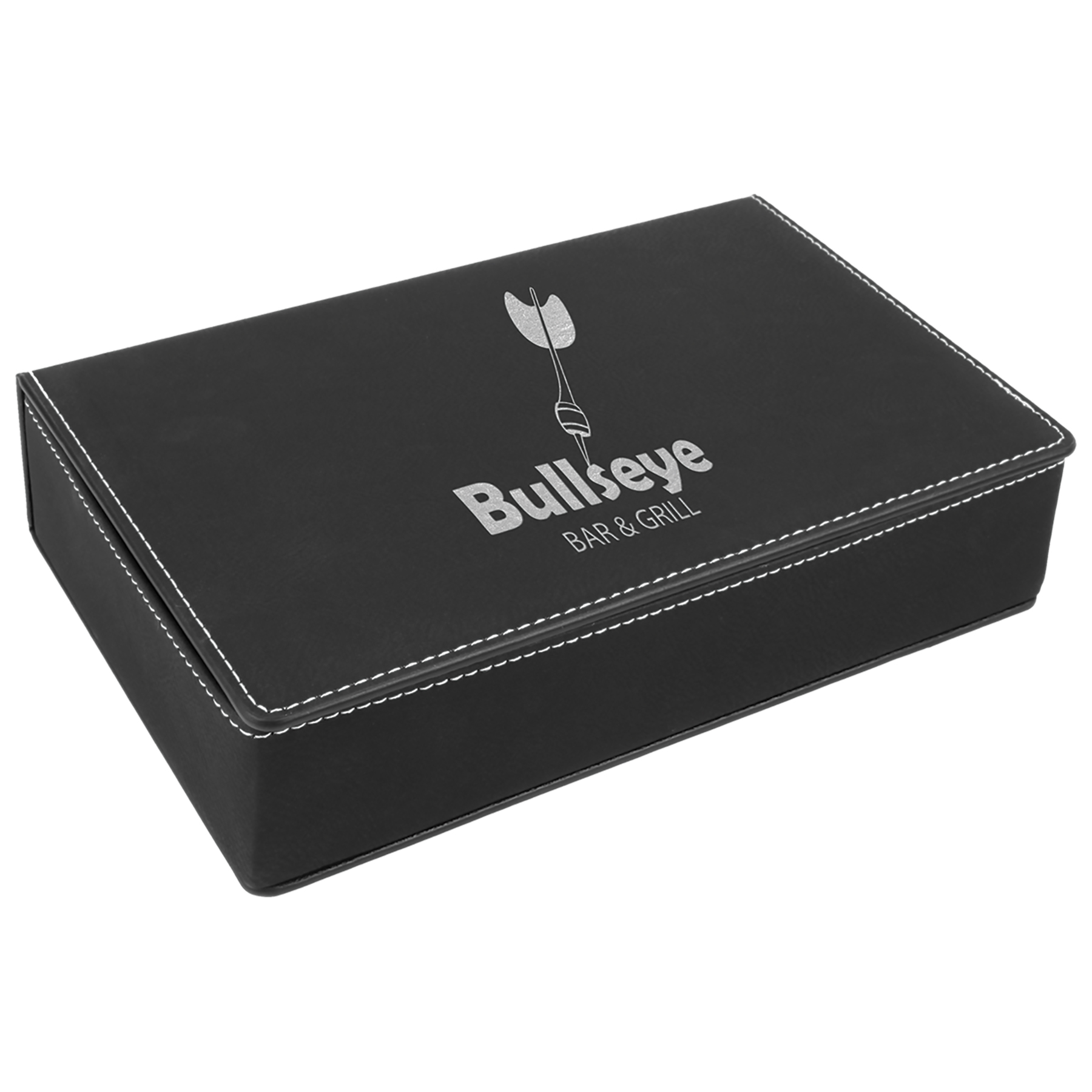 Stainless Steel Black/Silver Leatherette Flask Gift Set 7