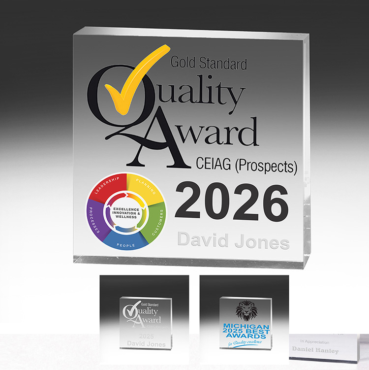 2 1/2" x 2 1/2" x 1/2" Mini Square Acrylic Paperweight -2019P (Full Color Imprint) 3