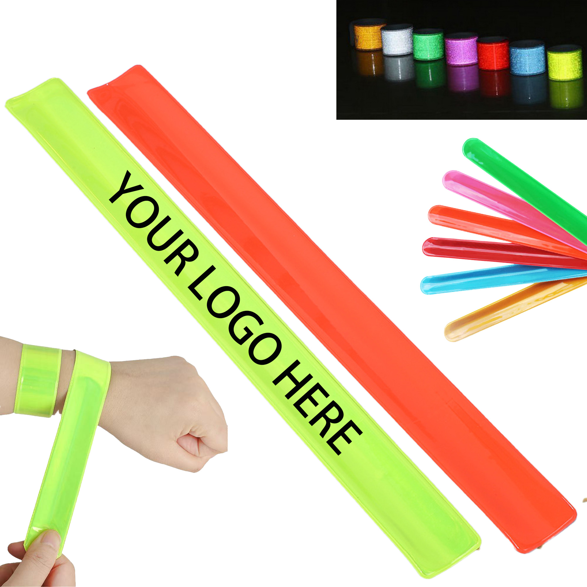 Custom PVC Reflective Slap Bracelet ArmBands 4