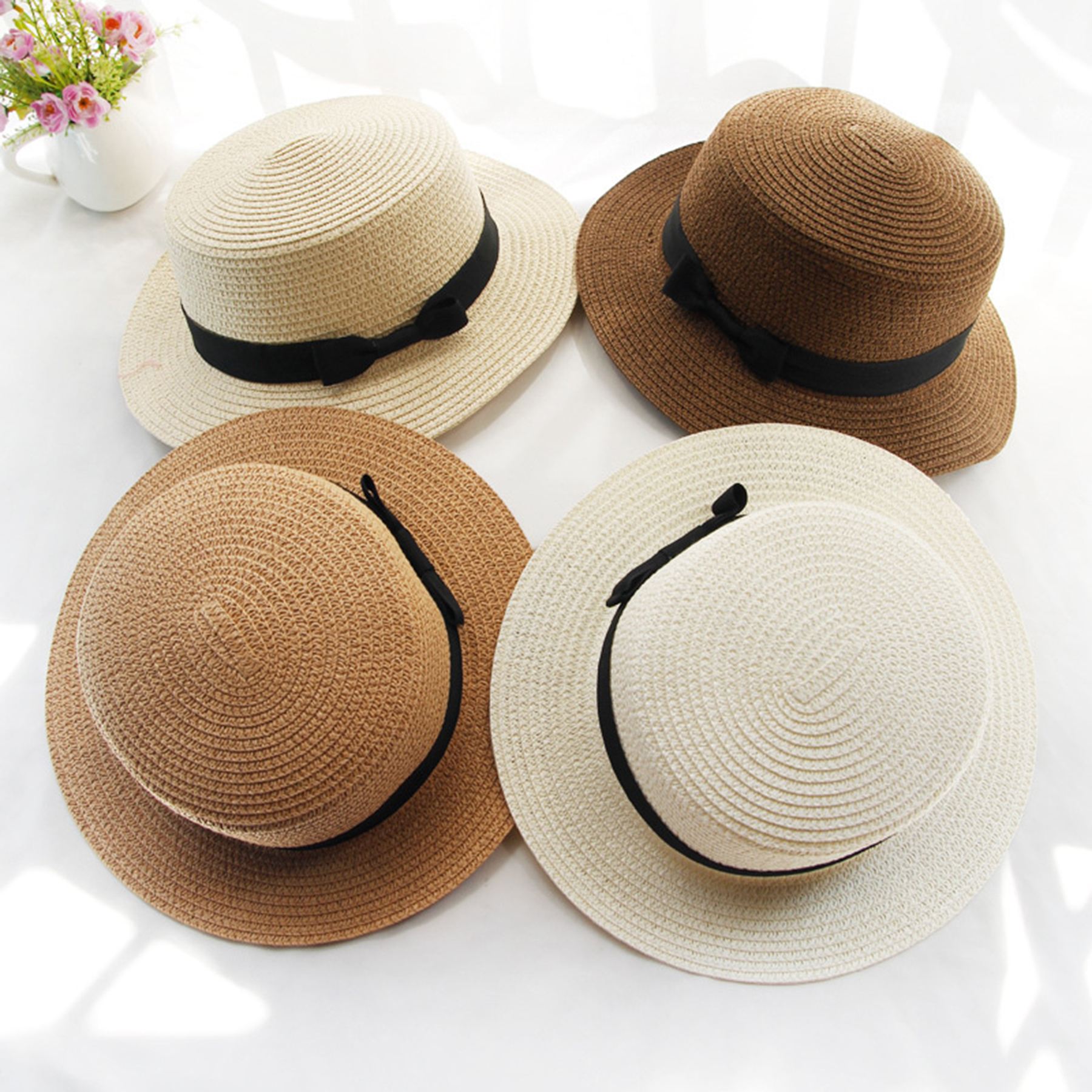 Foldable Wide Brim Floppy Girls Straw Hat