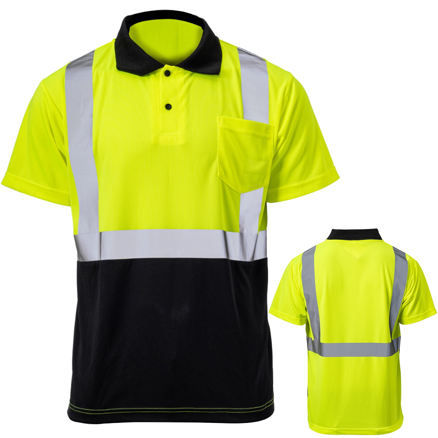 Class 3 Color Block Safety Polo With 2" Reflective Tape & Pocket