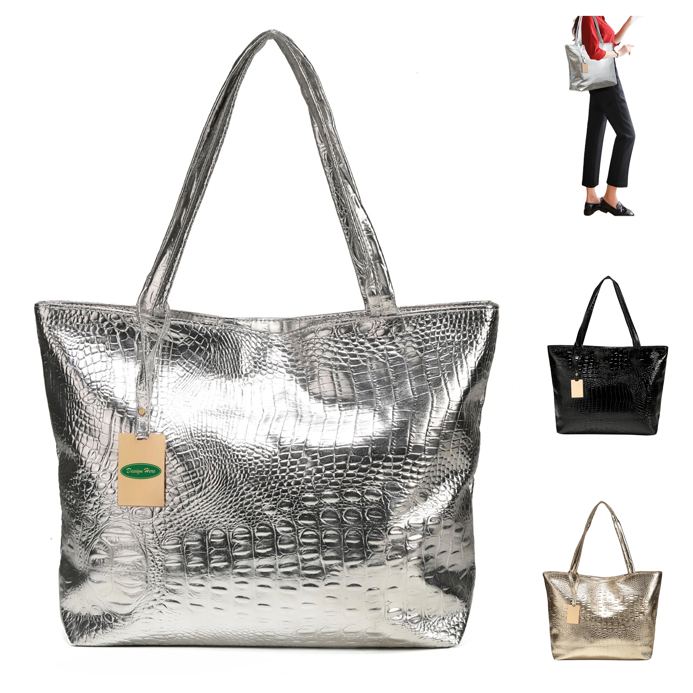 Elegant Croc-Embossed PU Handbag for Daily Use 6