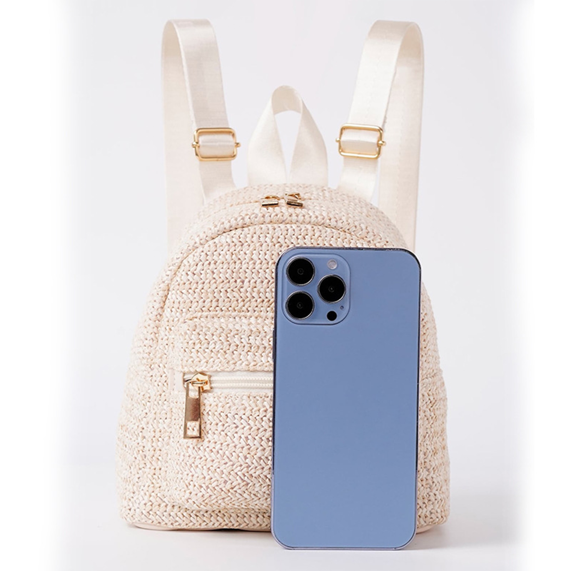 Jute Double Zipper Personalized Backpack 13