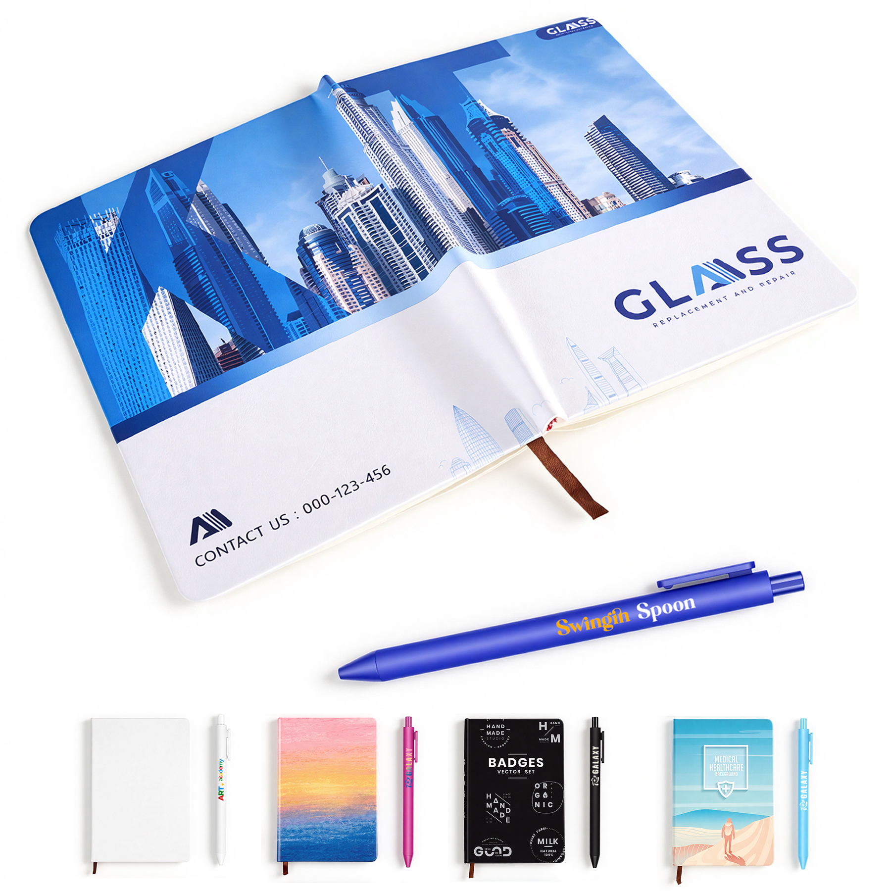 Full Color Custom Blank Journal Notebook & Pen Set
