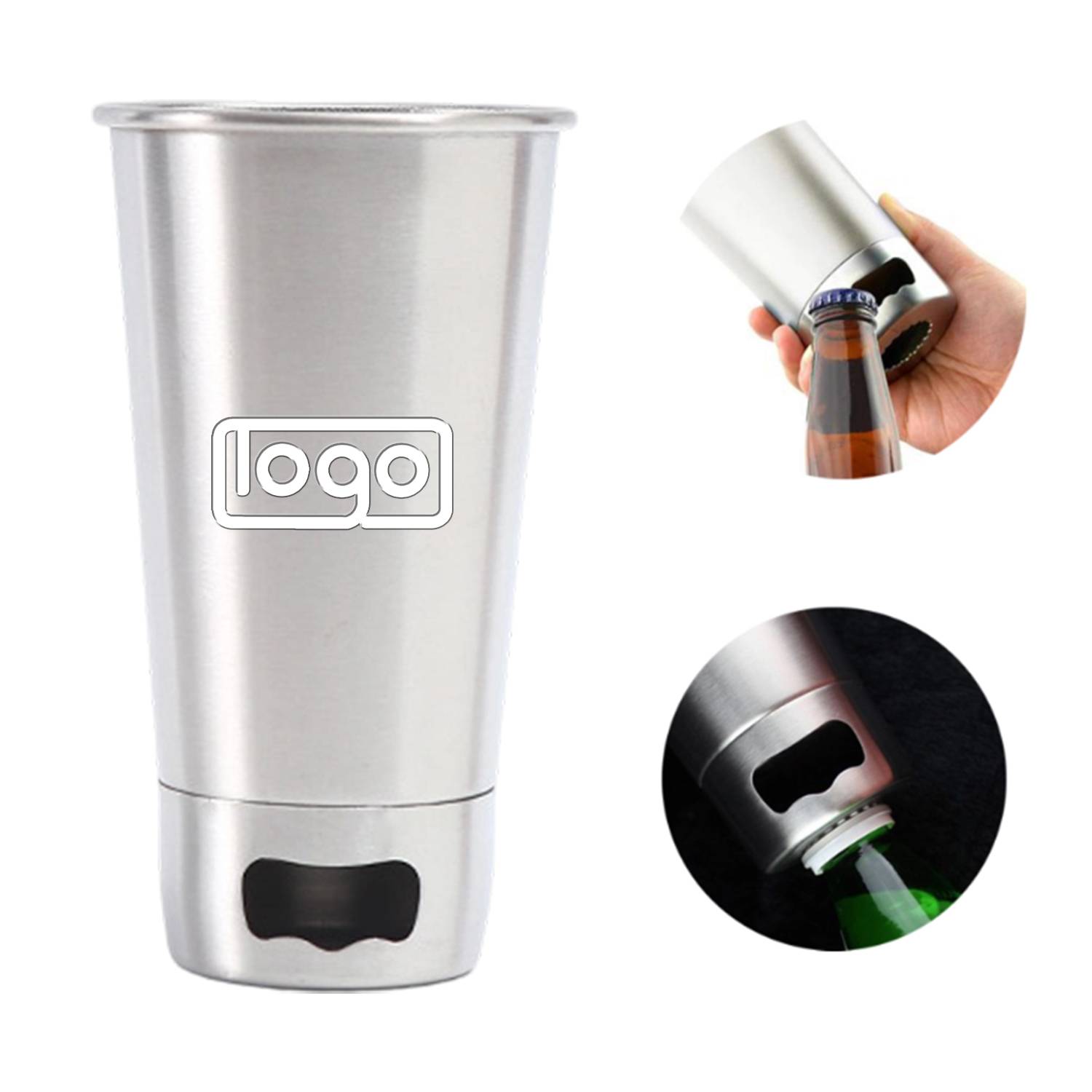 16oz Stainless Steel Pint Tumbler w/ Bottle Opener
