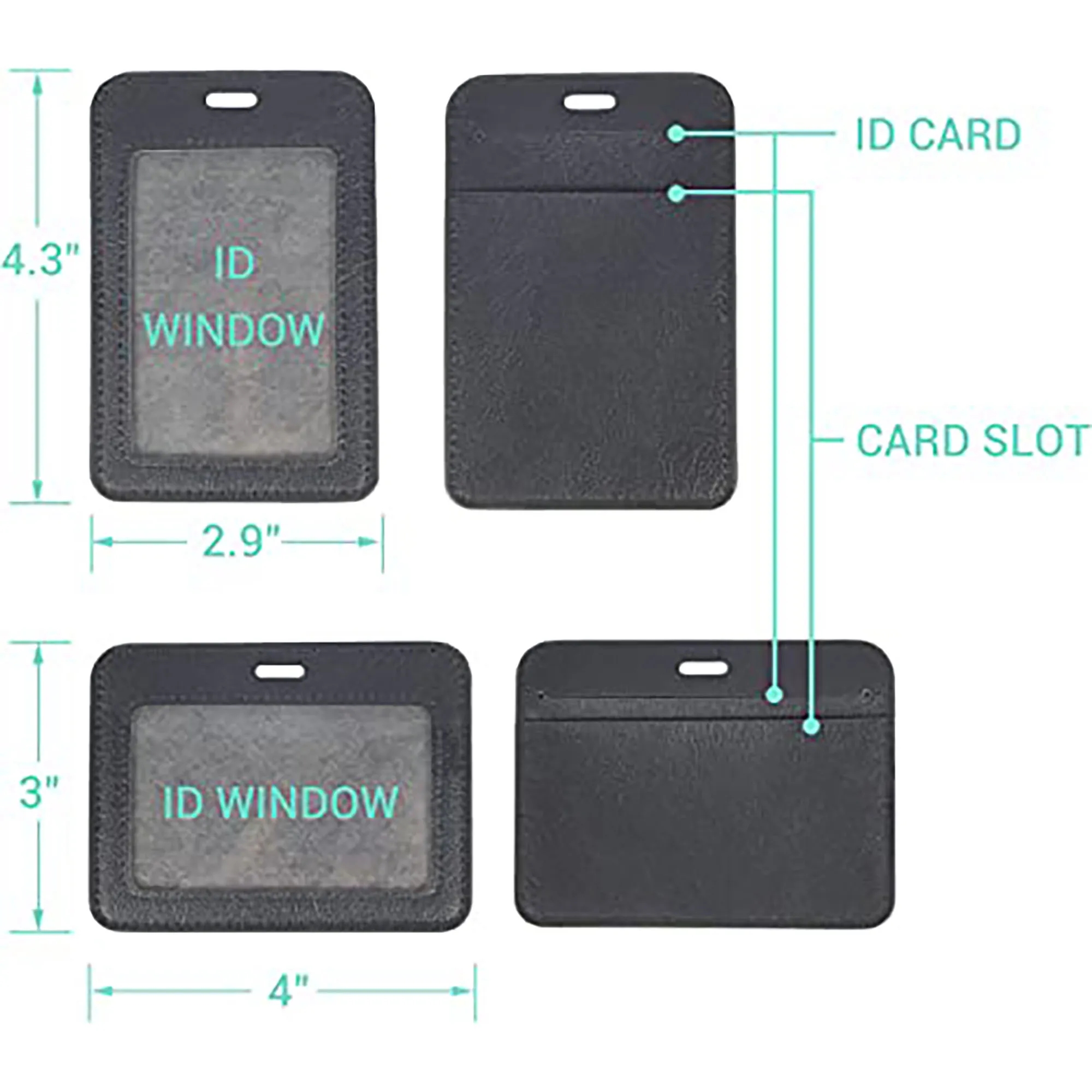 ID Badge Holder PU Leather Card Slots Case 5