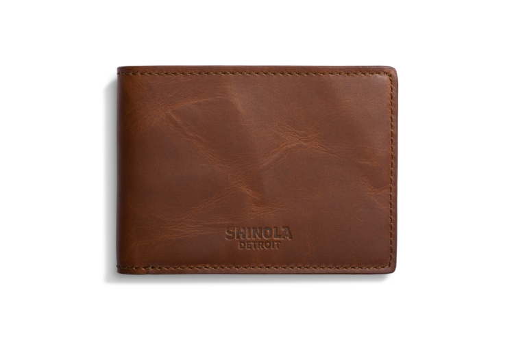 Shinola Slim Bifold Wallet - Medium Brown Navigator Leather 3