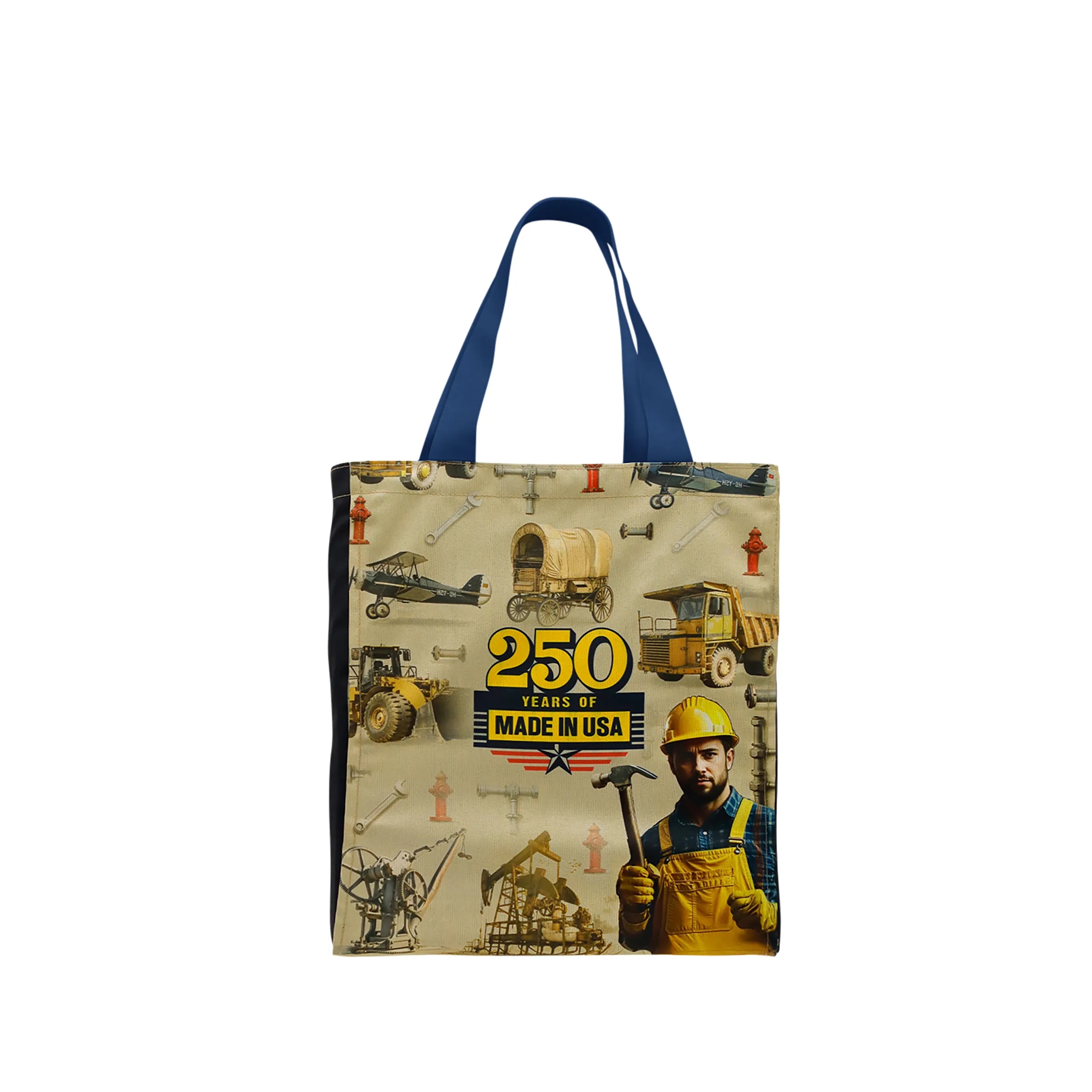 Union/USA Made Zipper Top Full Bleed Print Canvas Gusset Tote