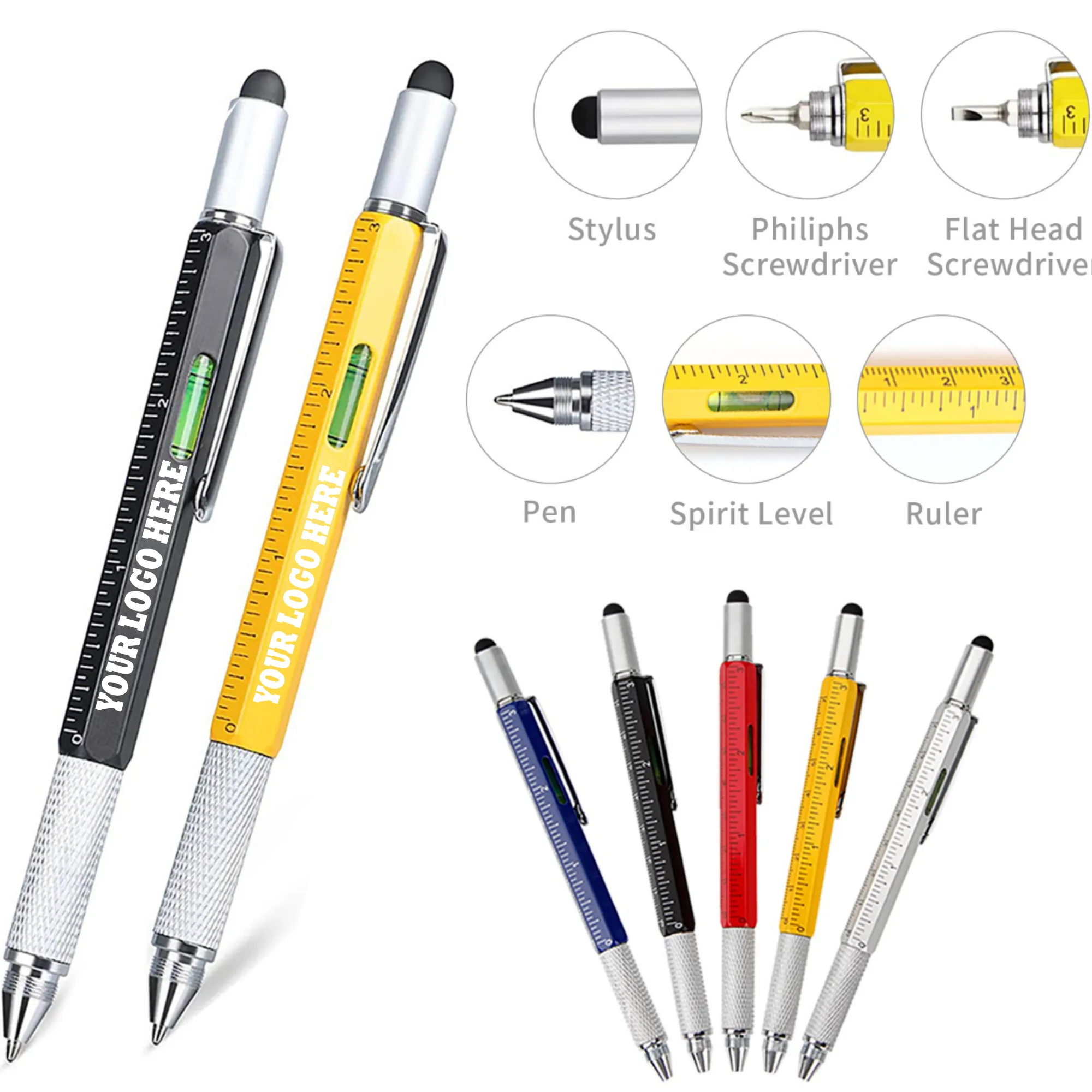 MOQ 100PCS 6-in-1 Multifunction Stylus Pen 3