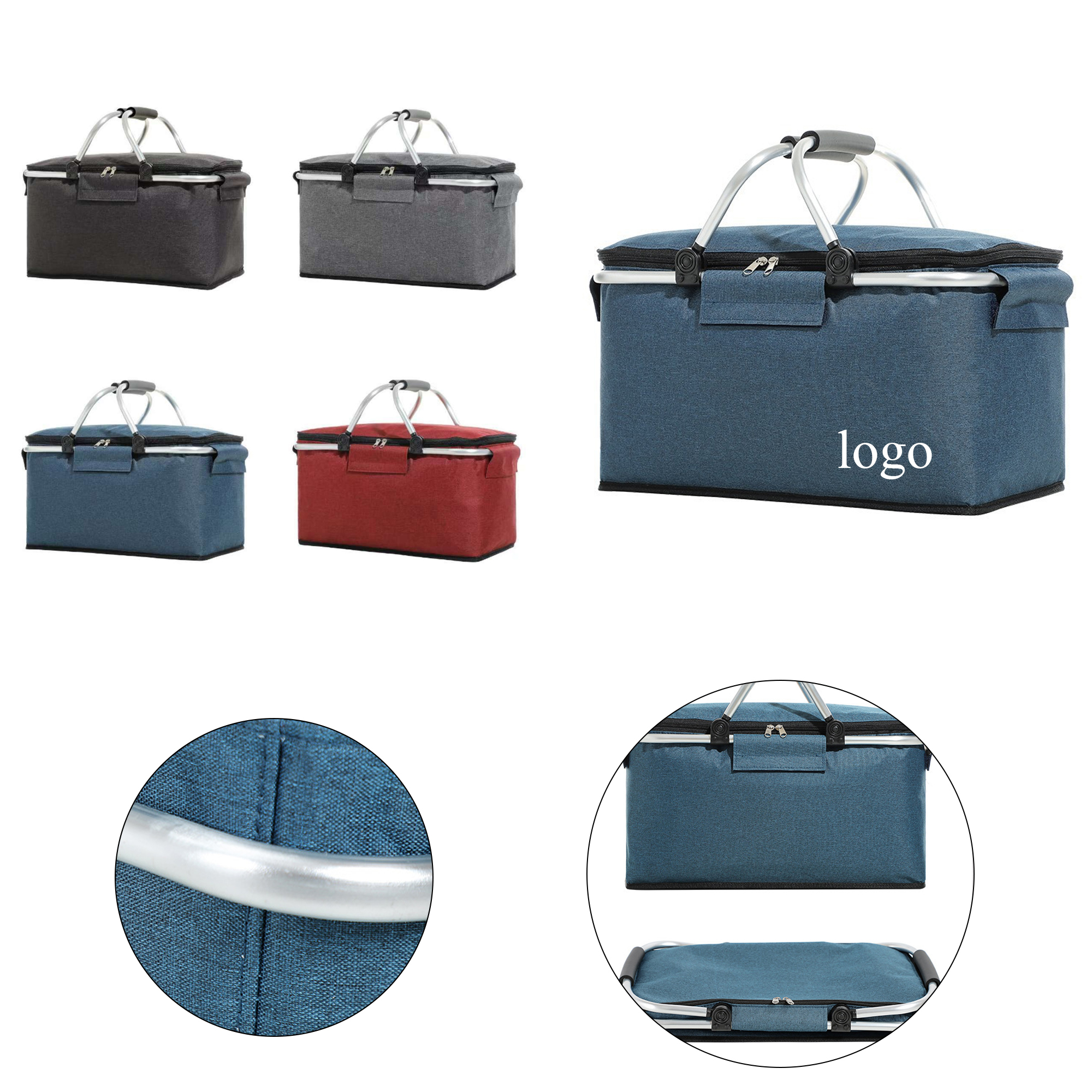 Multi?Purpose Outdoor Picnic Basket Tote, custom tote bag with logo imprint 2