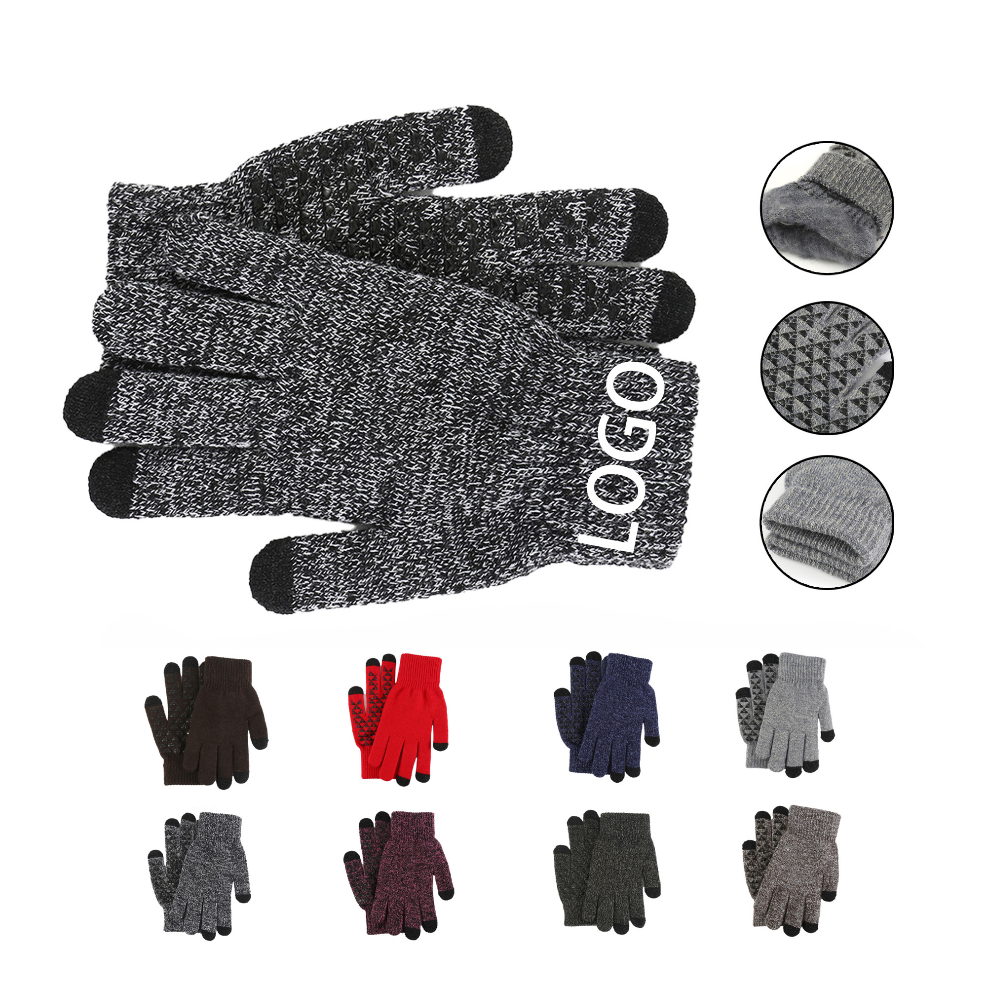MOQ 20 High Quality Anti-Slip Touch Screen Kinit Gloves 4