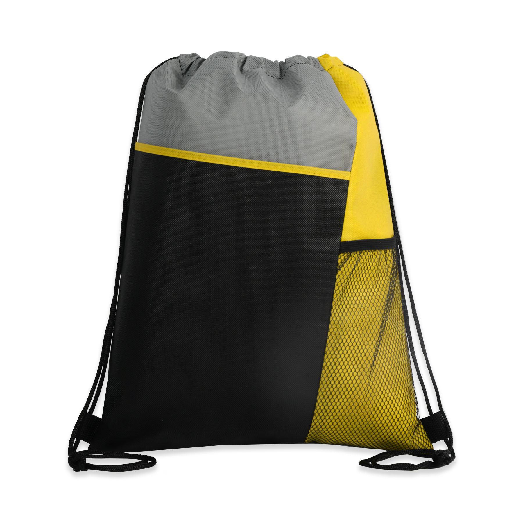 Tri Color Drawstring Backpack with Front Mesh Pocket 57