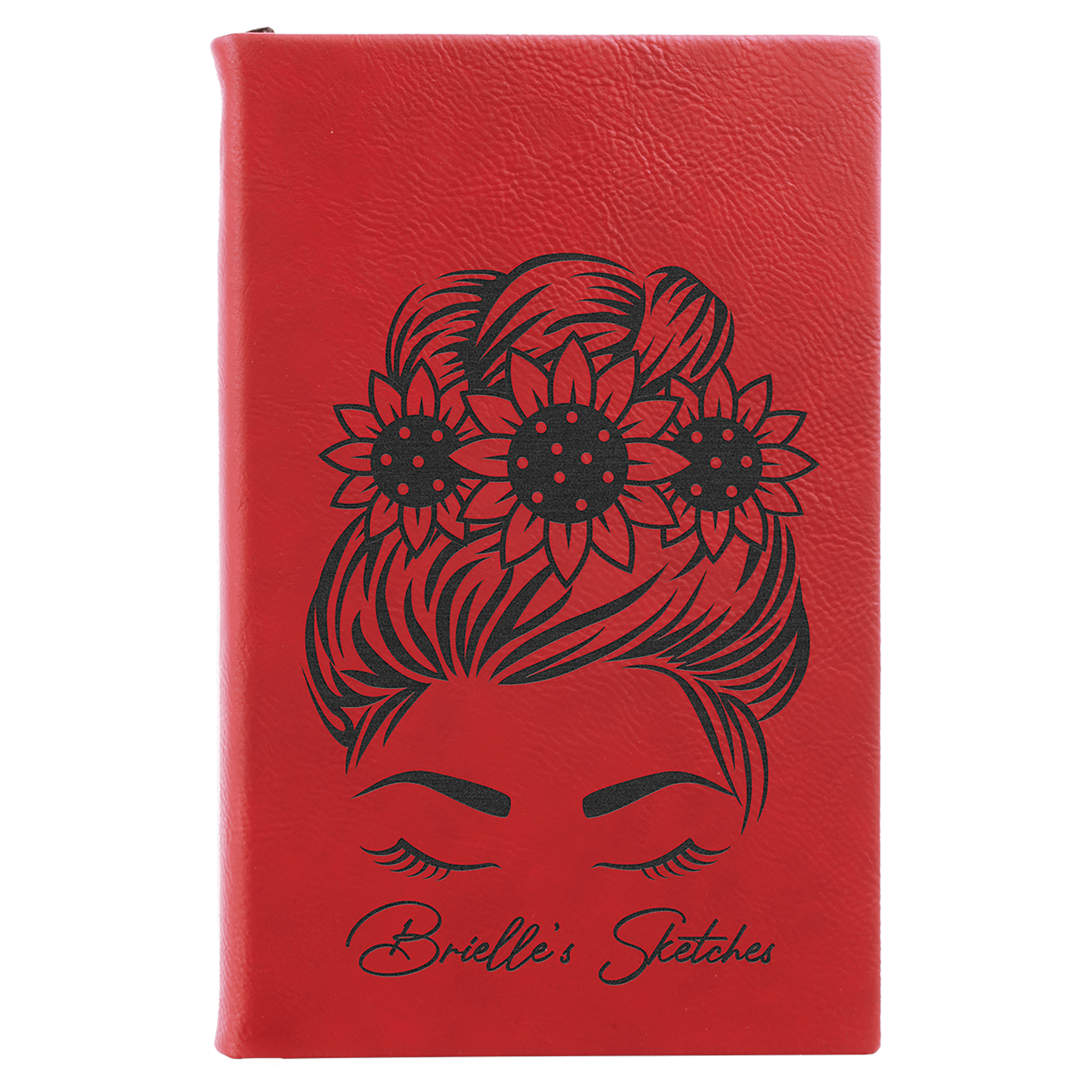 5 1/4" x 8 1/4" Laserable Leatherette Sketch Book with Unlined Notepad 30