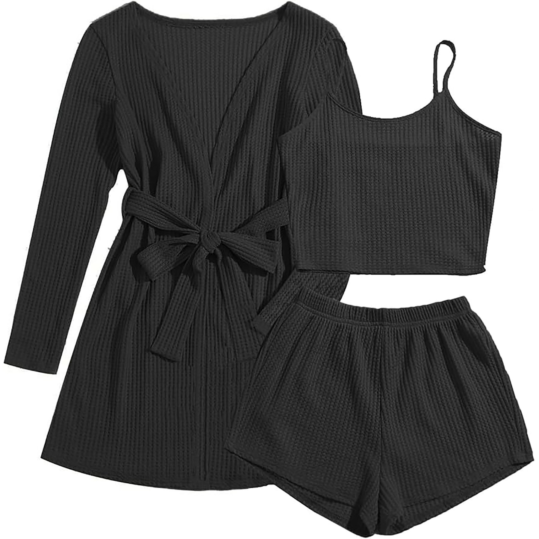  Womens 3 Piece Waffle Knit Pajama 32