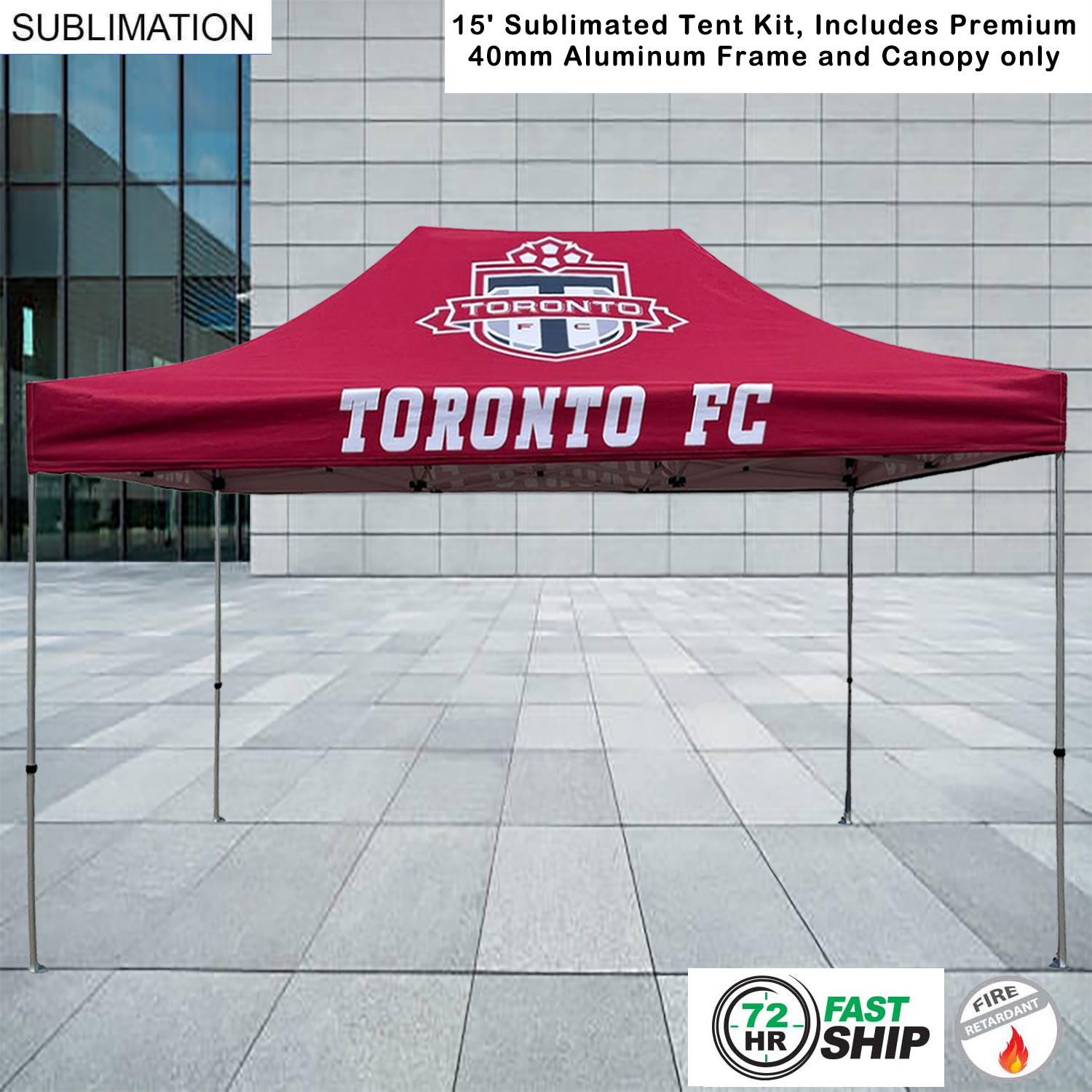 72Hr Fast Ship - 15' Premium Sublimated Tent Kit, Includes Premium 40mm Aluminum Frame & Canopy only 2