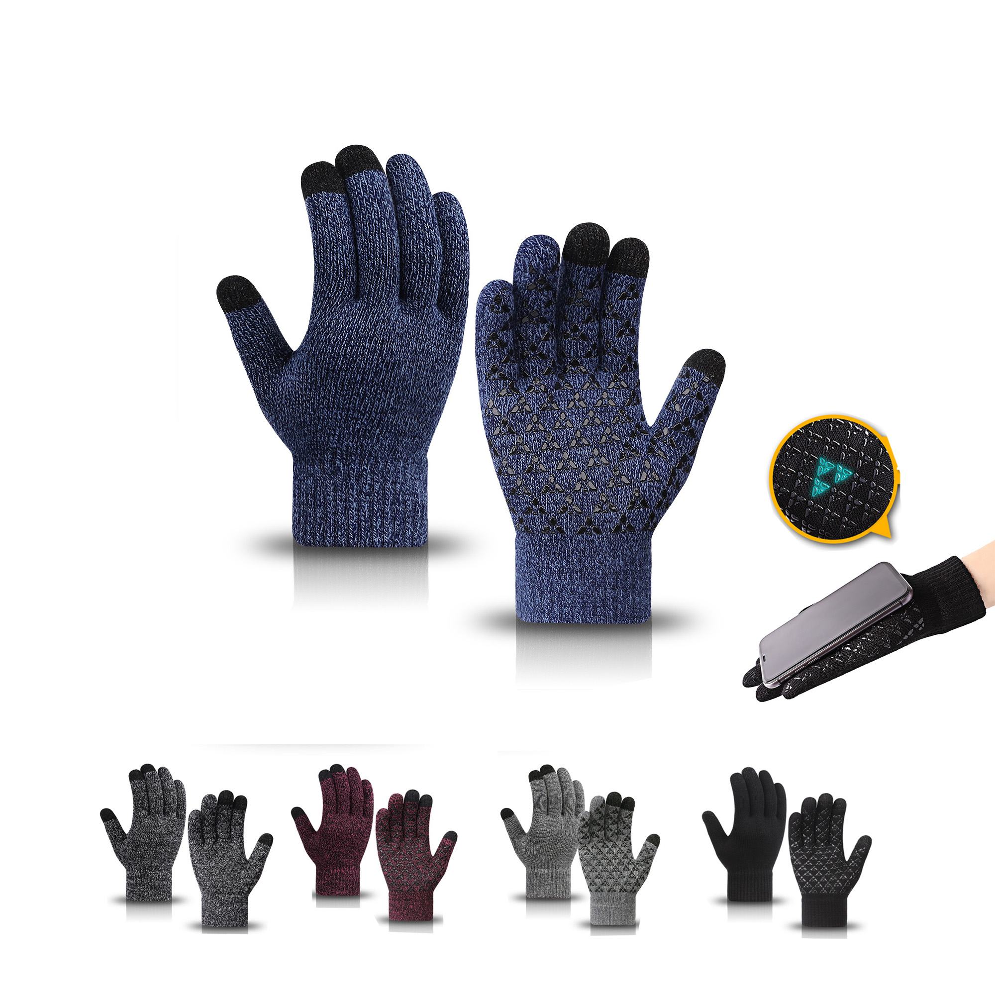 Knitted Touch Screen Coldproof Thickened Winter Mittens 3