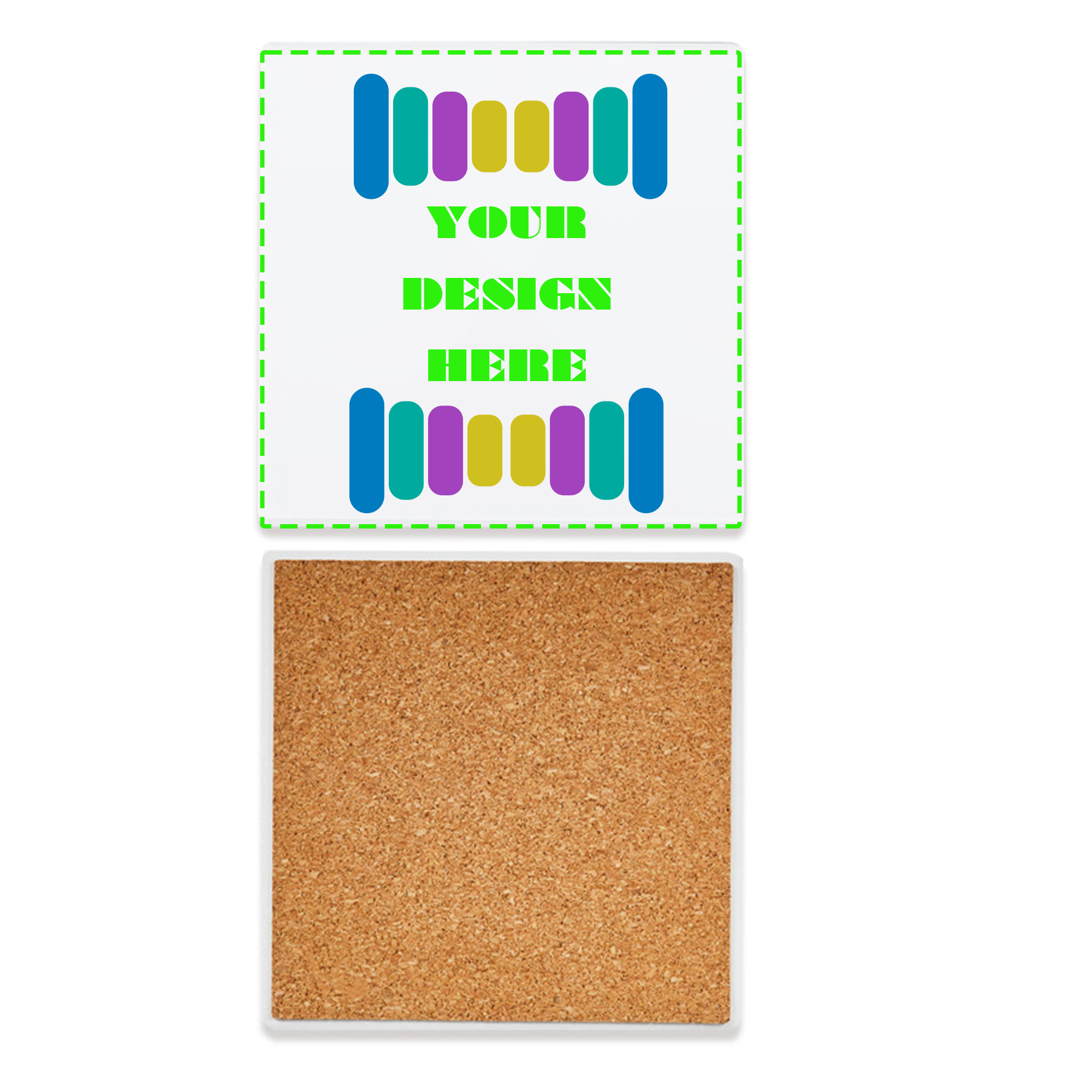 Full Color Sublimation Water absorbent Ceramic Cup Coaster w/ Cork Back