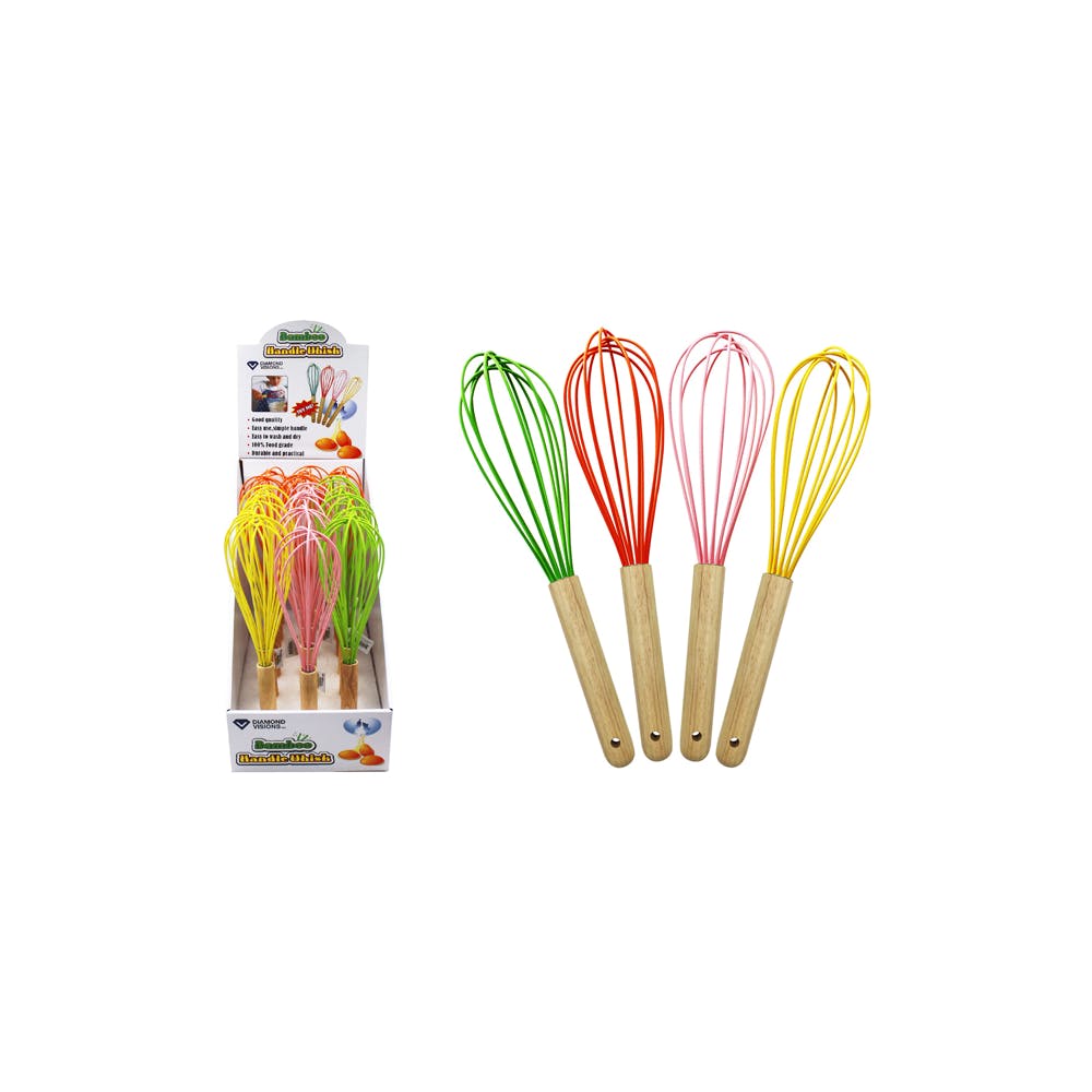 Bamboo Handle Whisks Assorted Colors 3