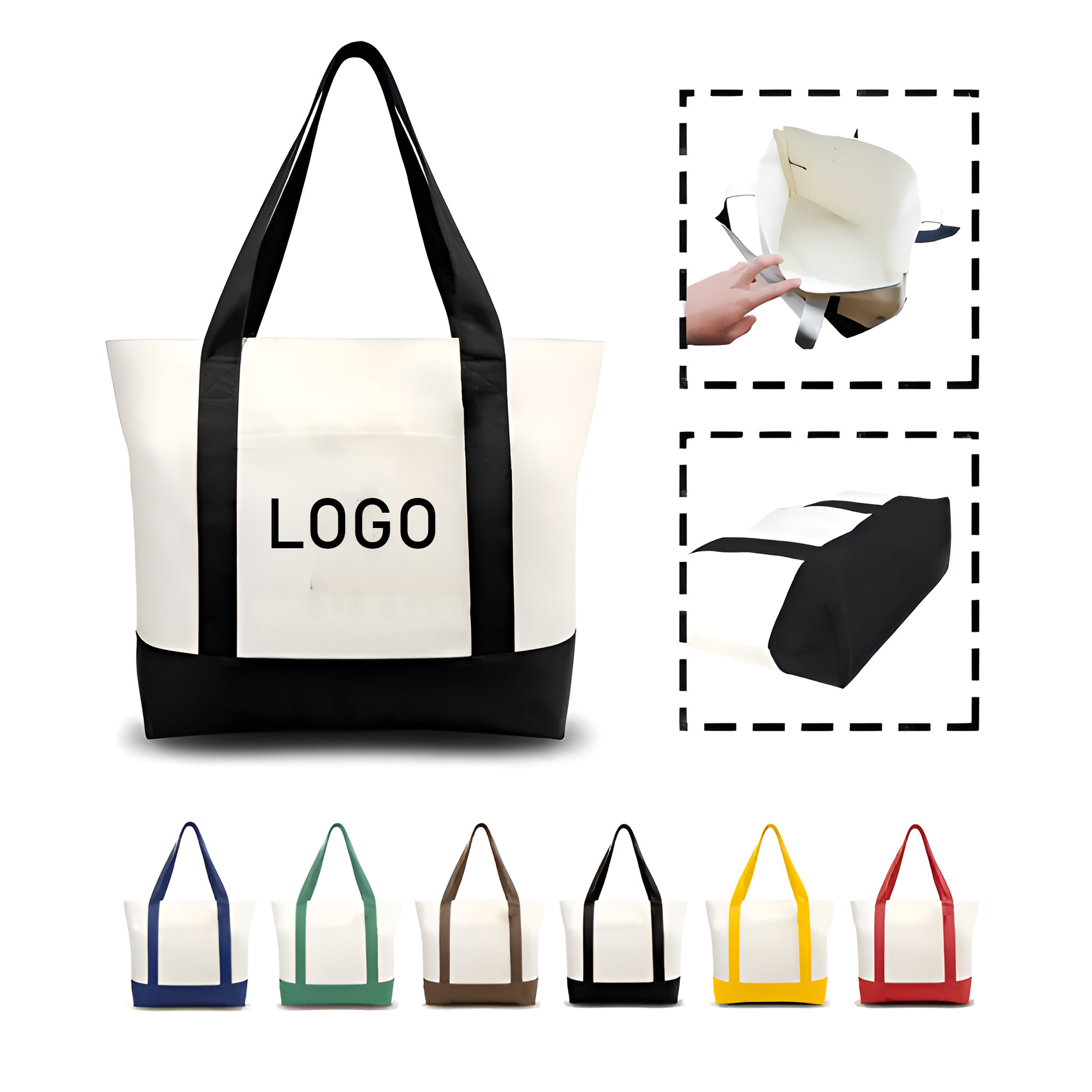 Canvas Tote Bag with Contrasting Panels, custom tote bag with logo imprint 4